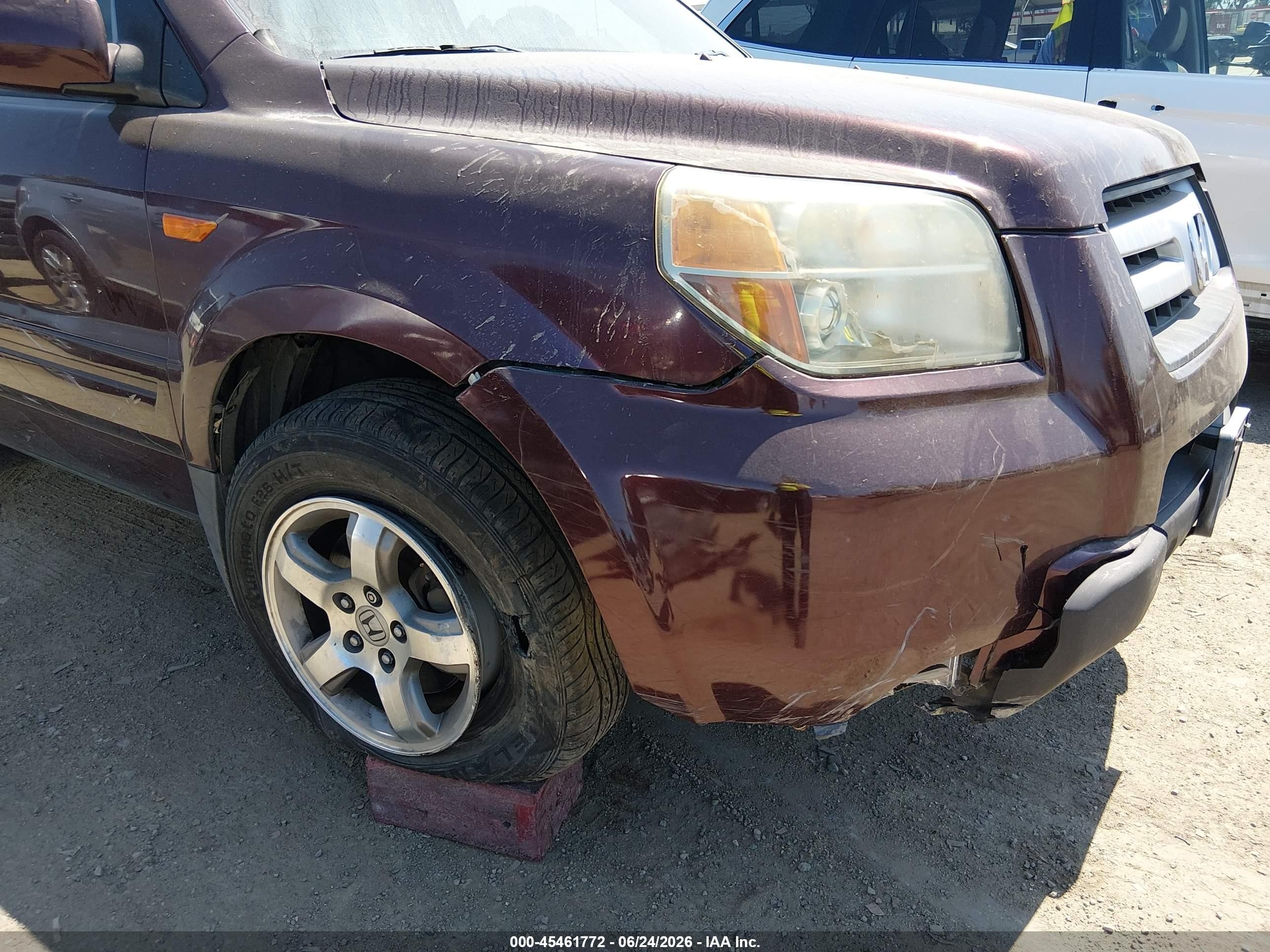 2008 Honda Pilot Ex-l Burgundy vin: 5FNYF28548B010363