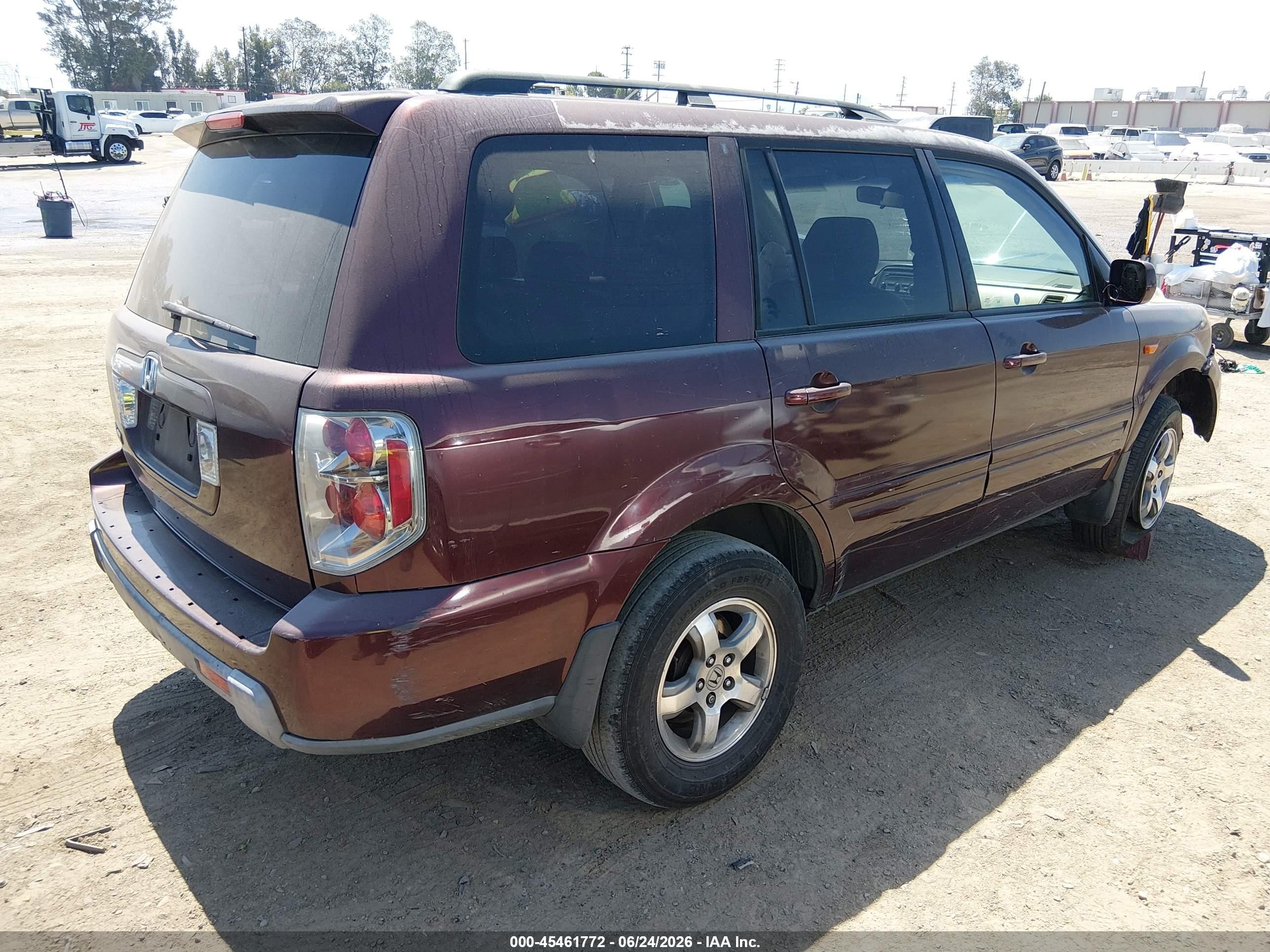 2008 Honda Pilot Ex-l Burgundy vin: 5FNYF28548B010363