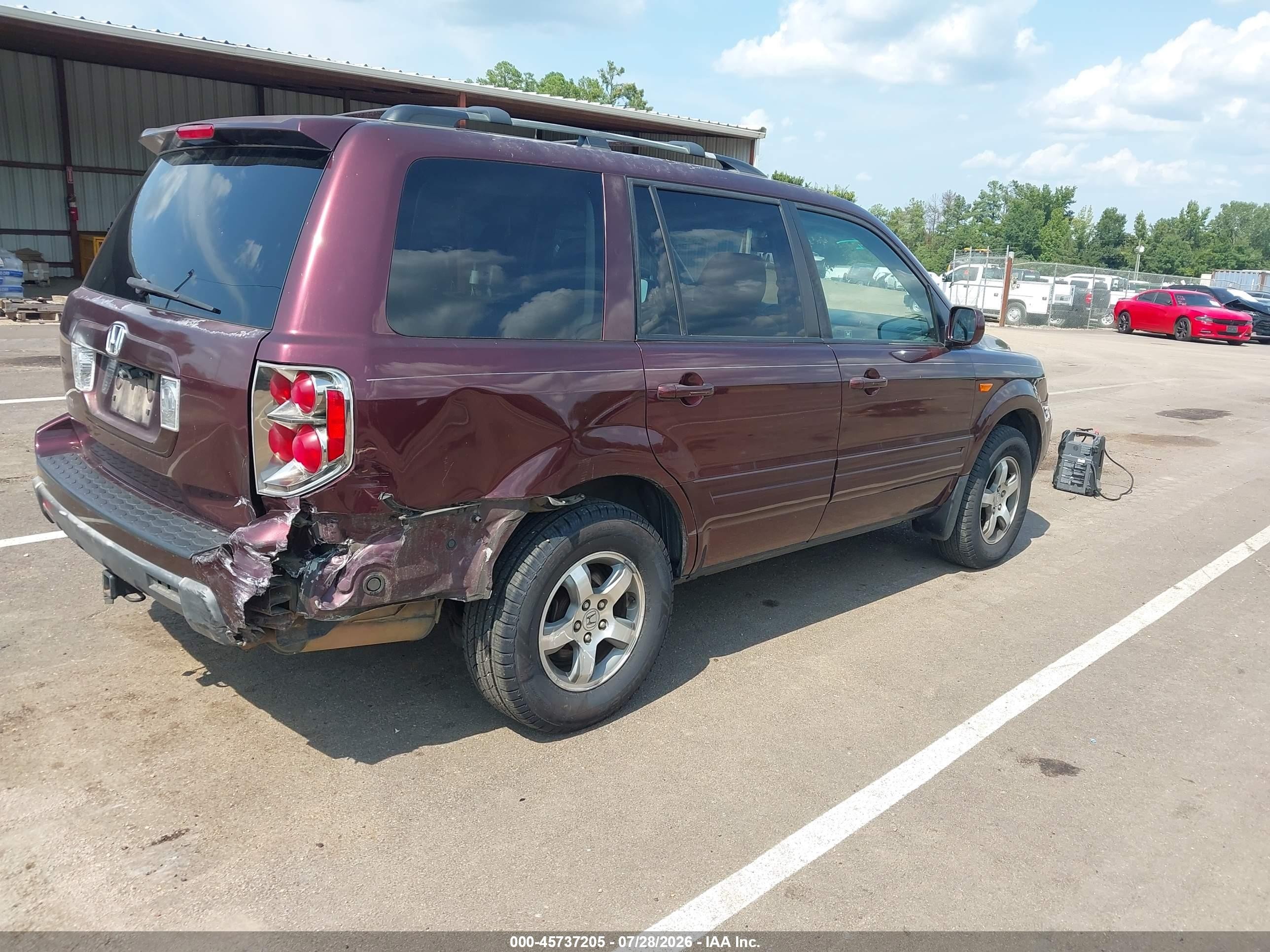2007 Honda Pilot Ex-l Purple vin: 5FNYF28557B017840
