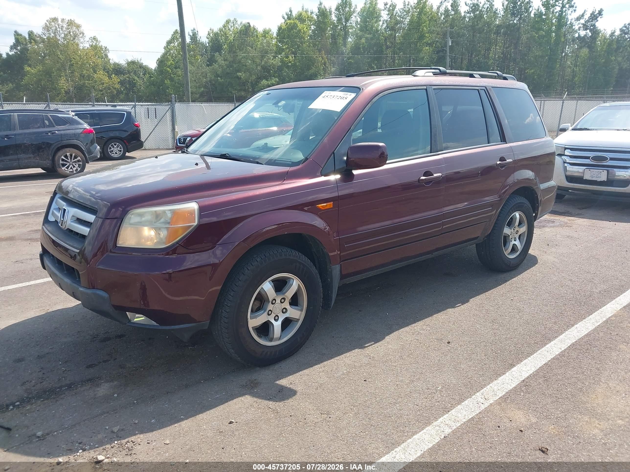 2007 Honda Pilot Ex-l Purple vin: 5FNYF28557B017840