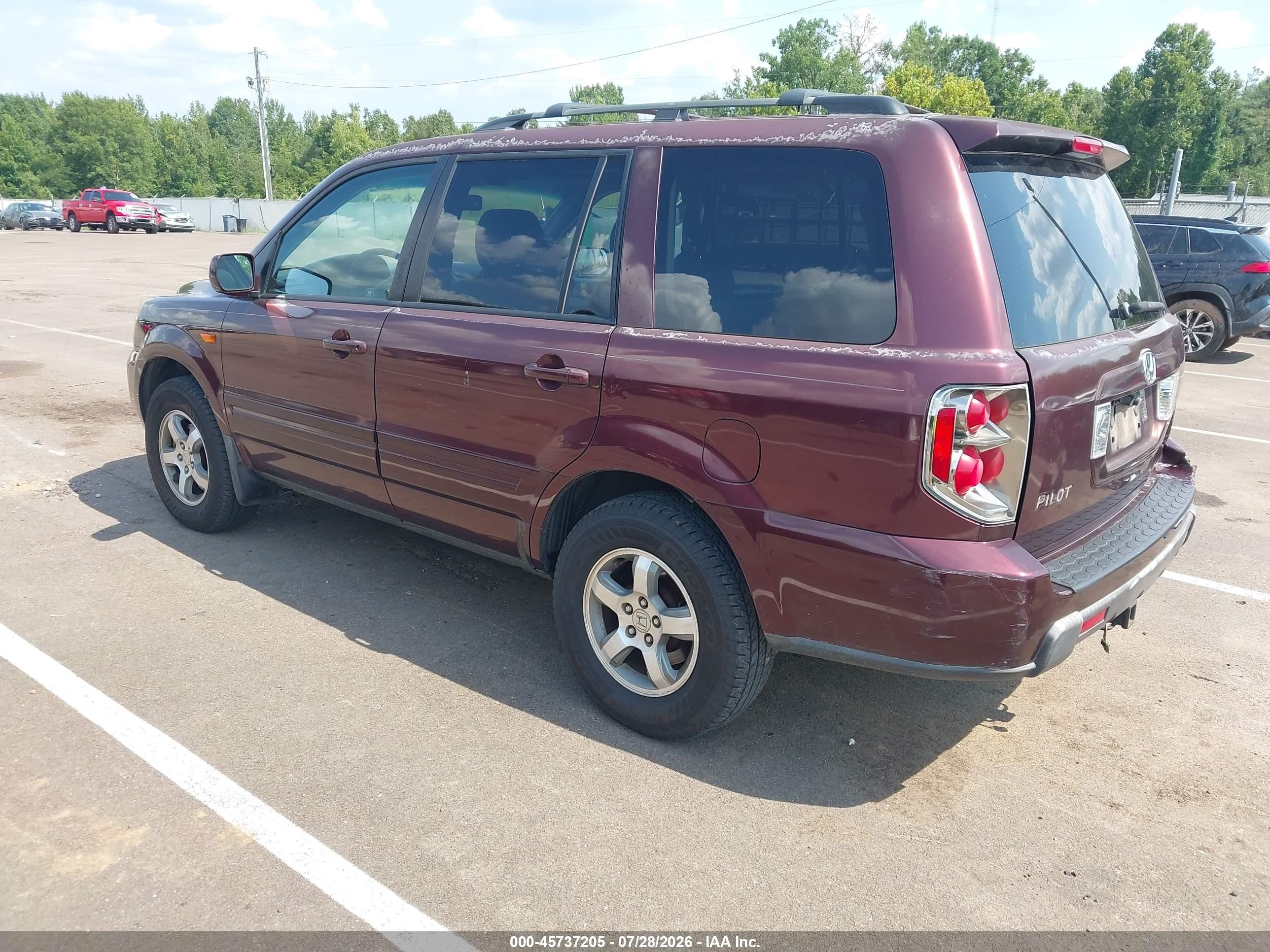 2007 Honda Pilot Ex-l Purple vin: 5FNYF28557B017840
