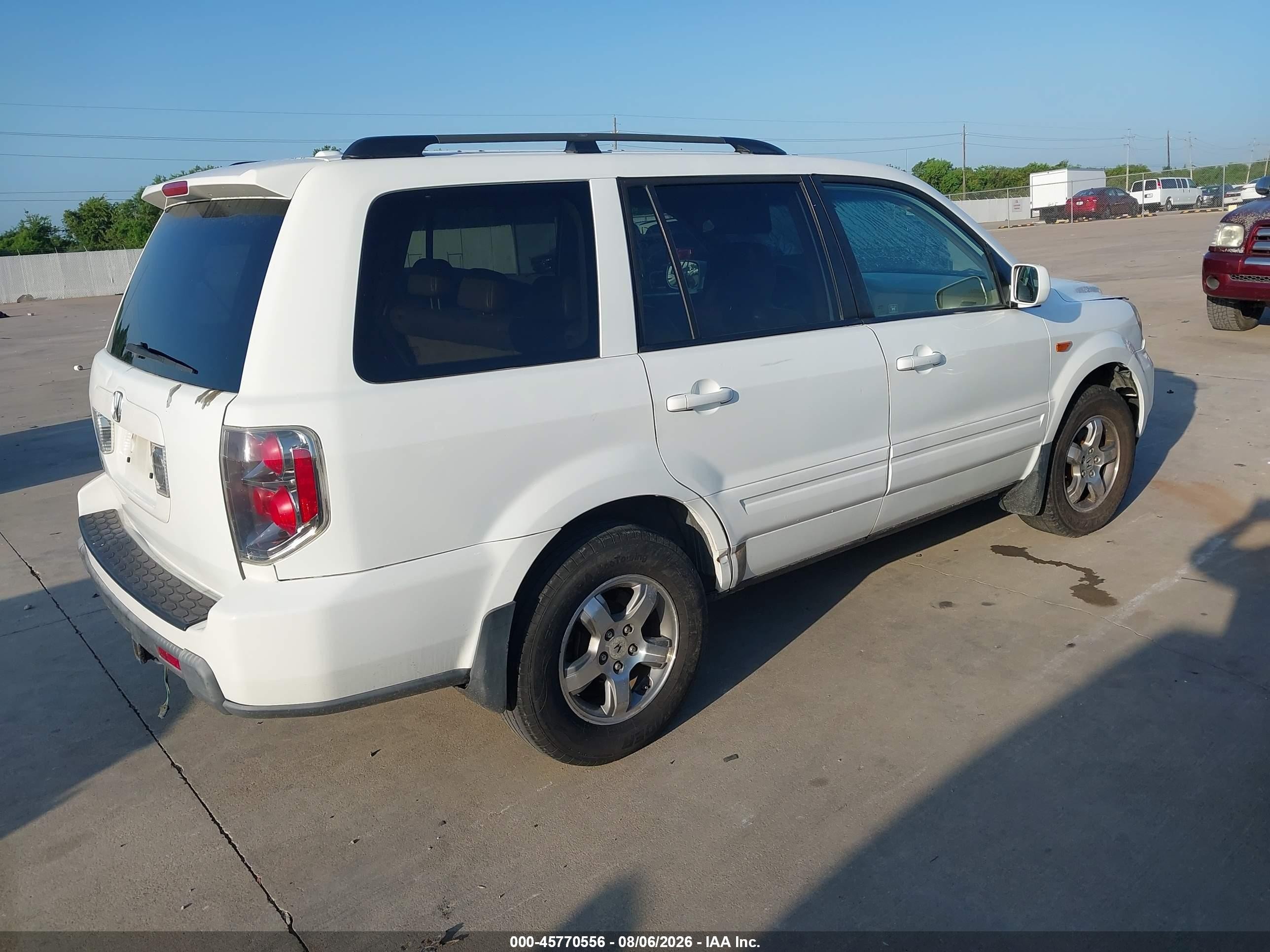 2007 Honda Pilot Ex-l White vin: 5FNYF28557B040759