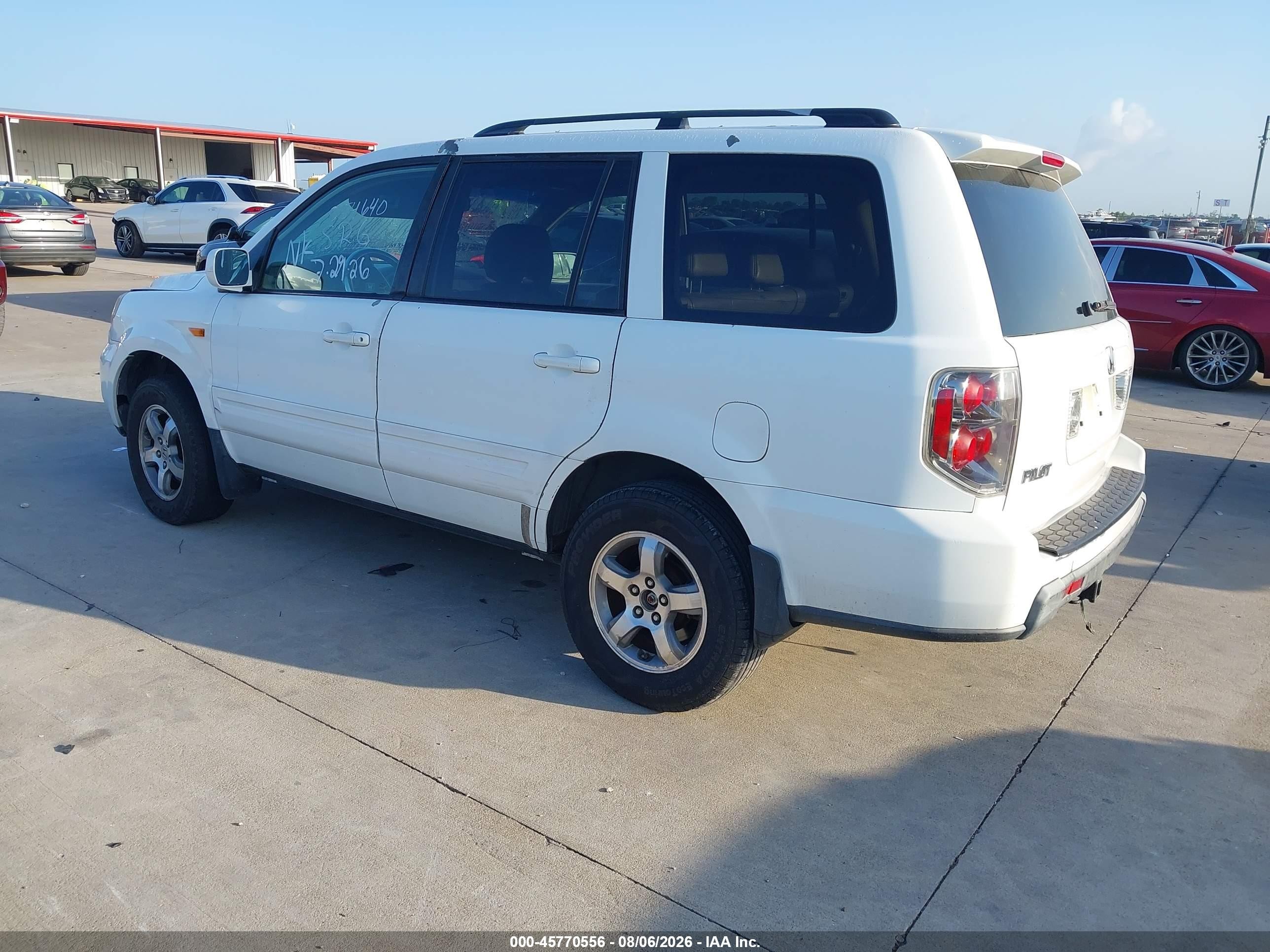 2007 Honda Pilot Ex-l White vin: 5FNYF28557B040759