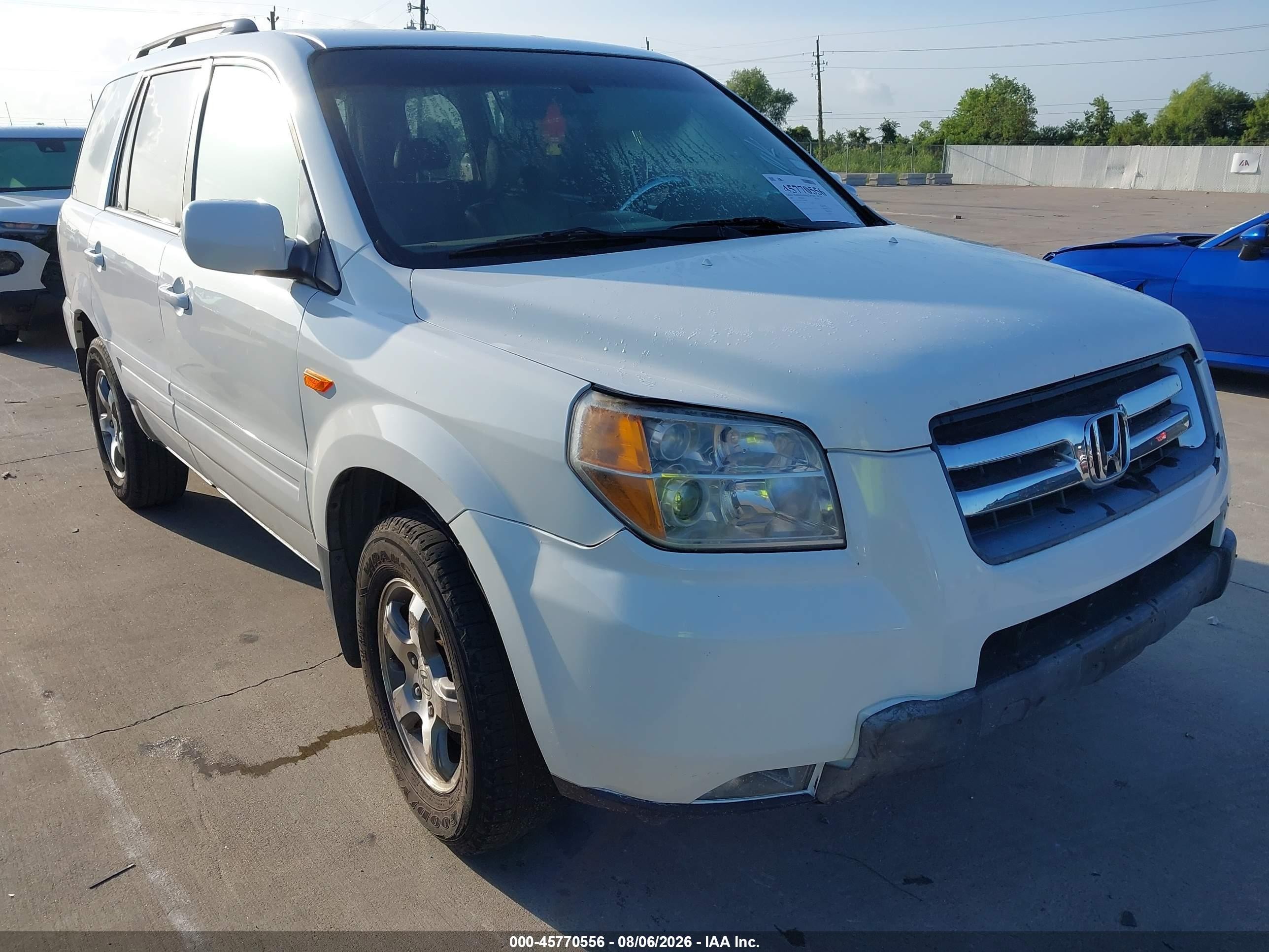 2007 Honda Pilot Ex-l White vin: 5FNYF28557B040759