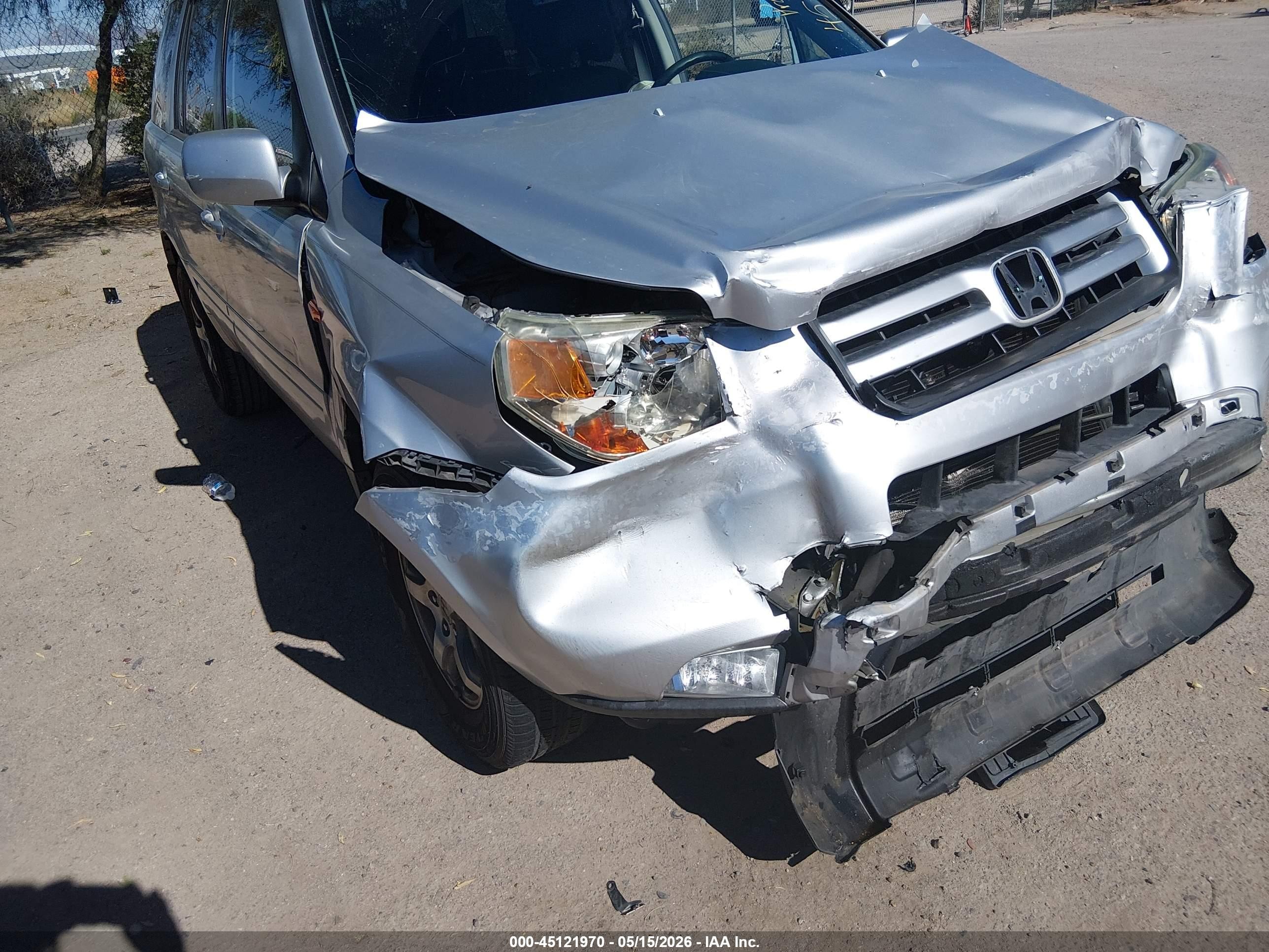 2006 Honda Pilot Ex-l Silver vin: 5FNYF28566B049064