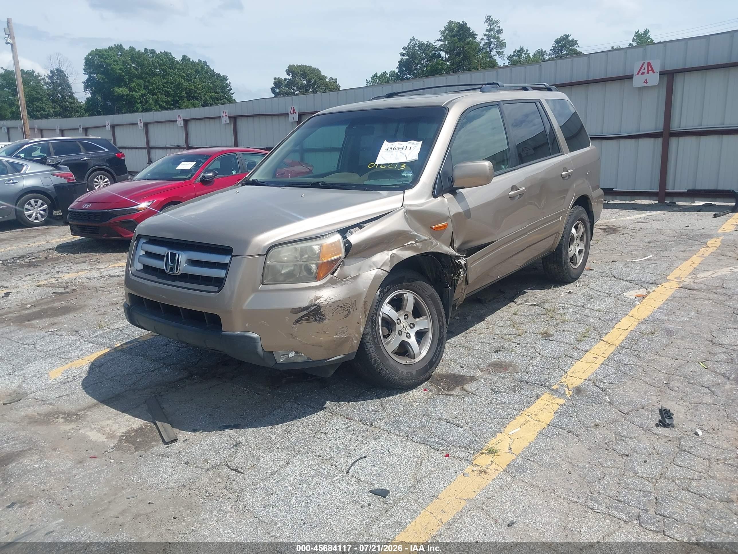 2007 Honda Pilot Ex-l Gold vin: 5FNYF28567B016213