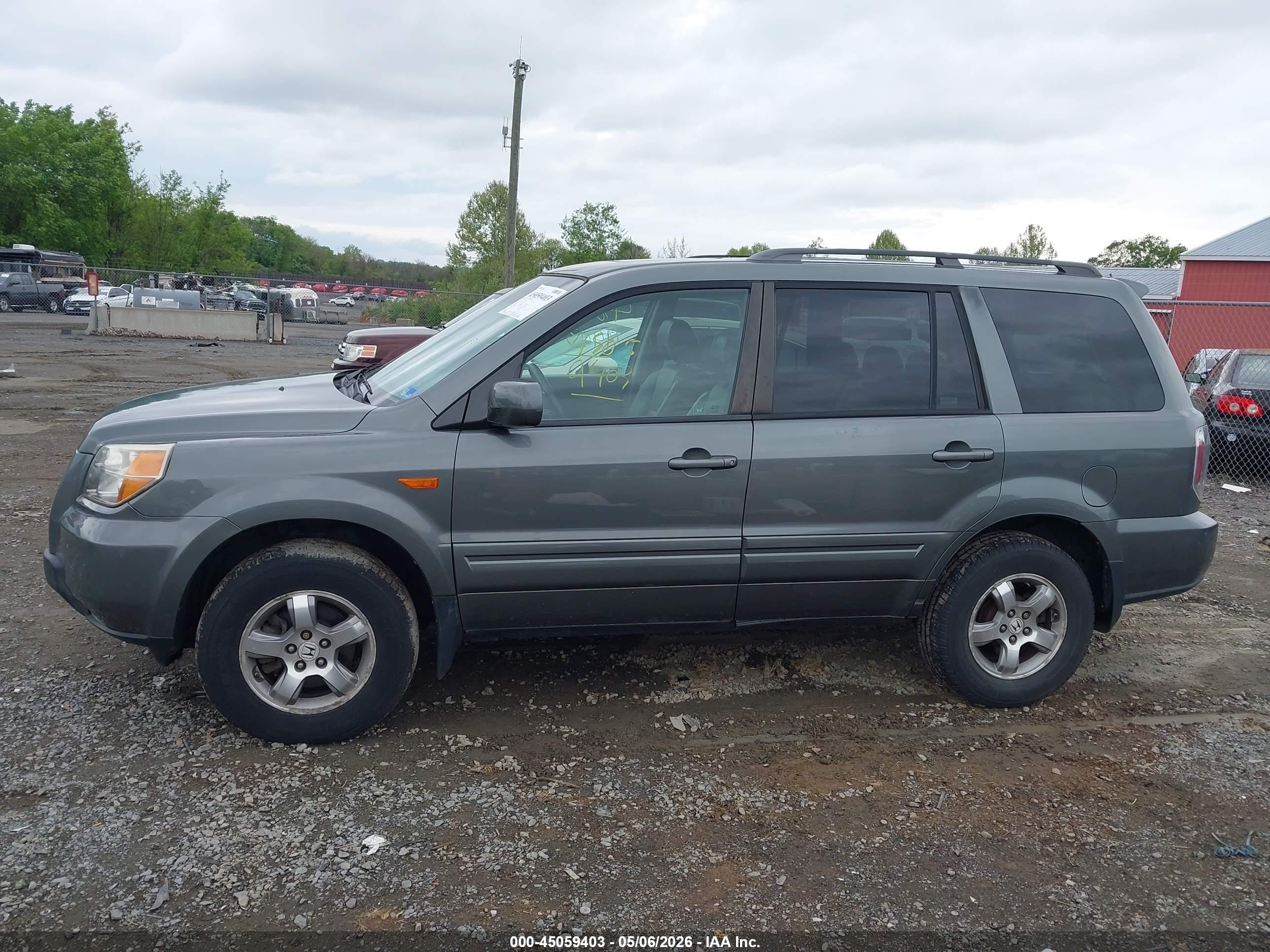 2007 Honda Pilot Ex-l Gray vin: 5FNYF28567B045968