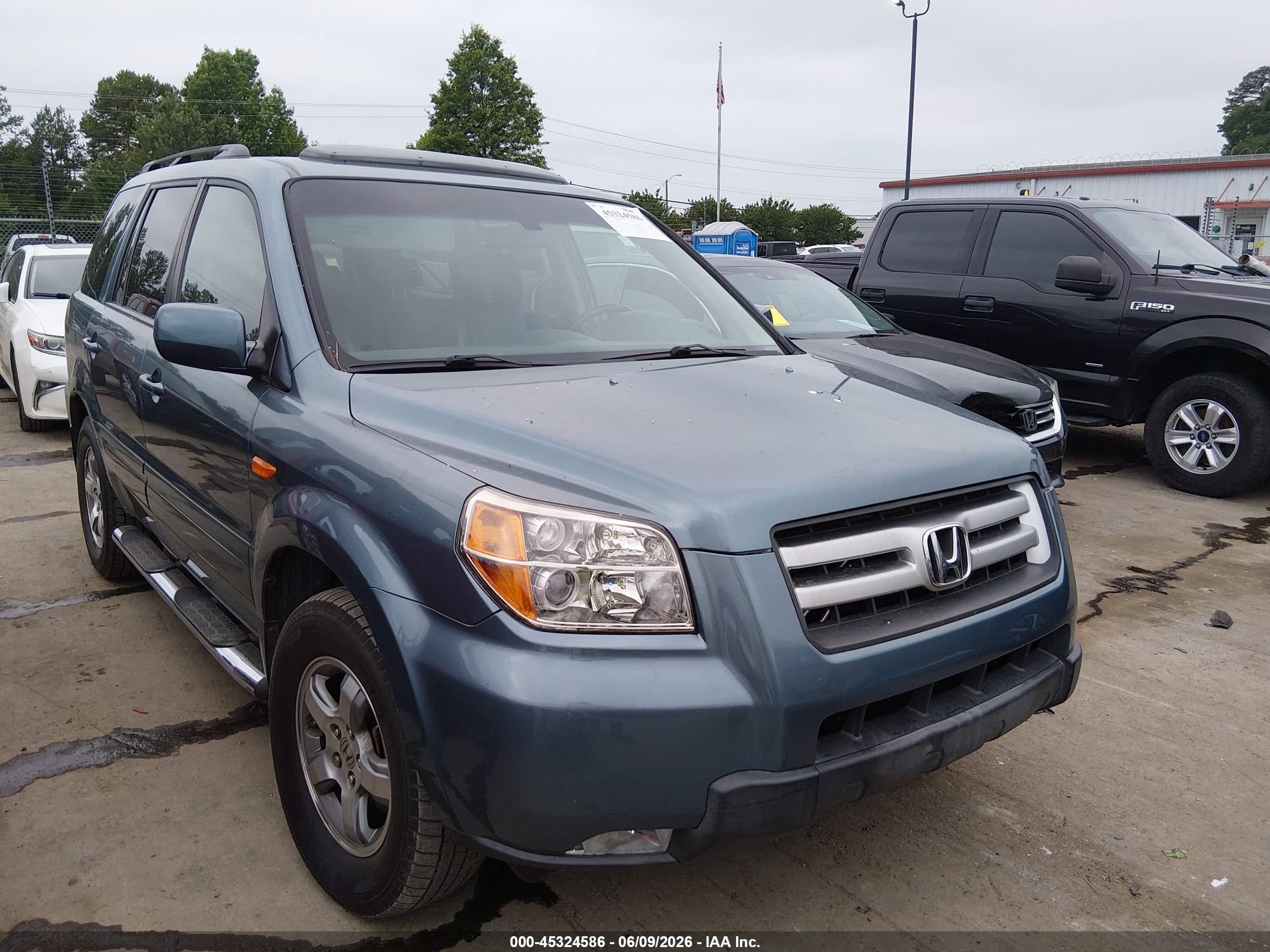 2007 Honda Pilot Ex-l Light Blue vin: 5FNYF28567B046246