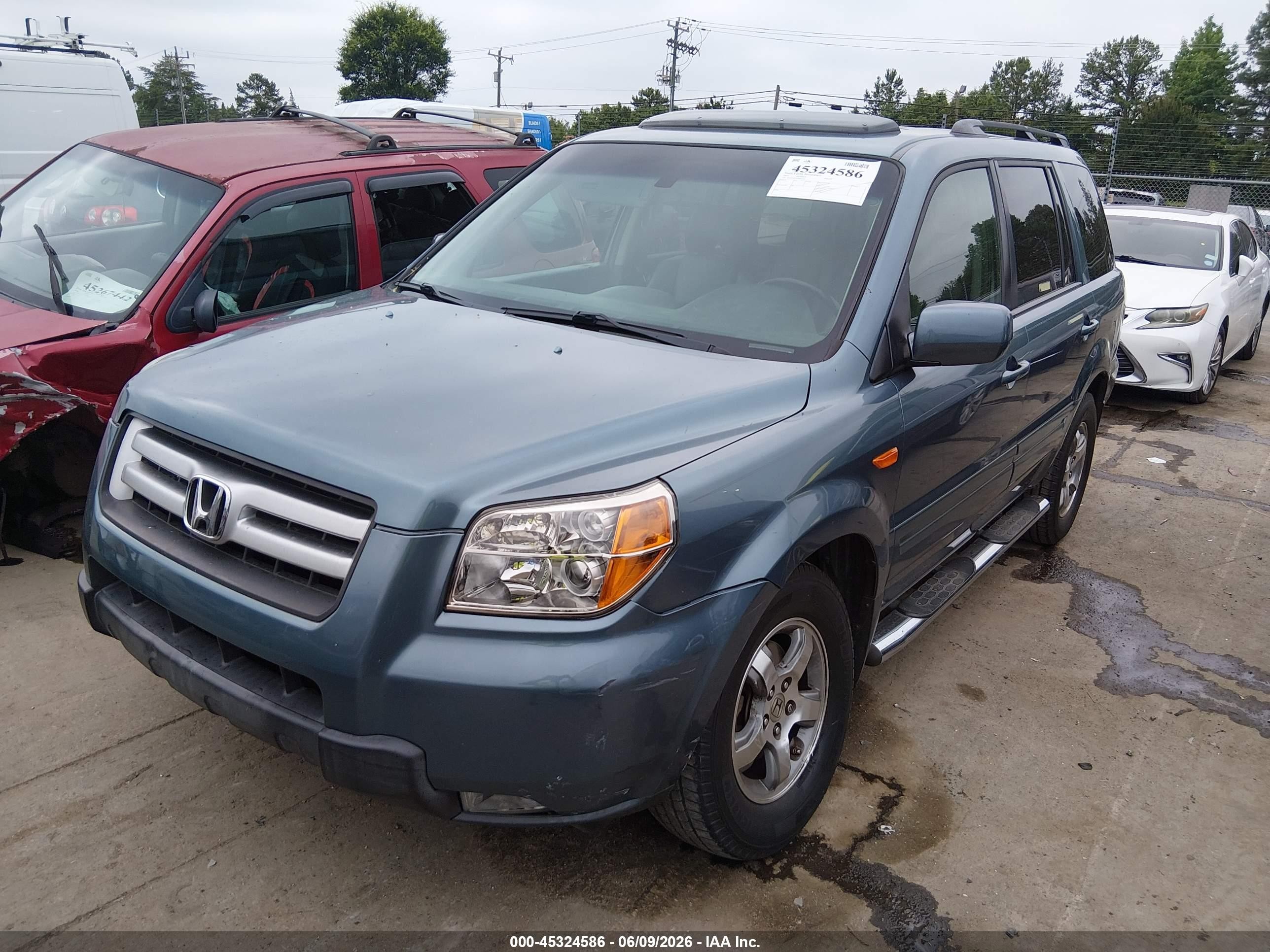 2007 Honda Pilot Ex-l Light Blue vin: 5FNYF28567B046246