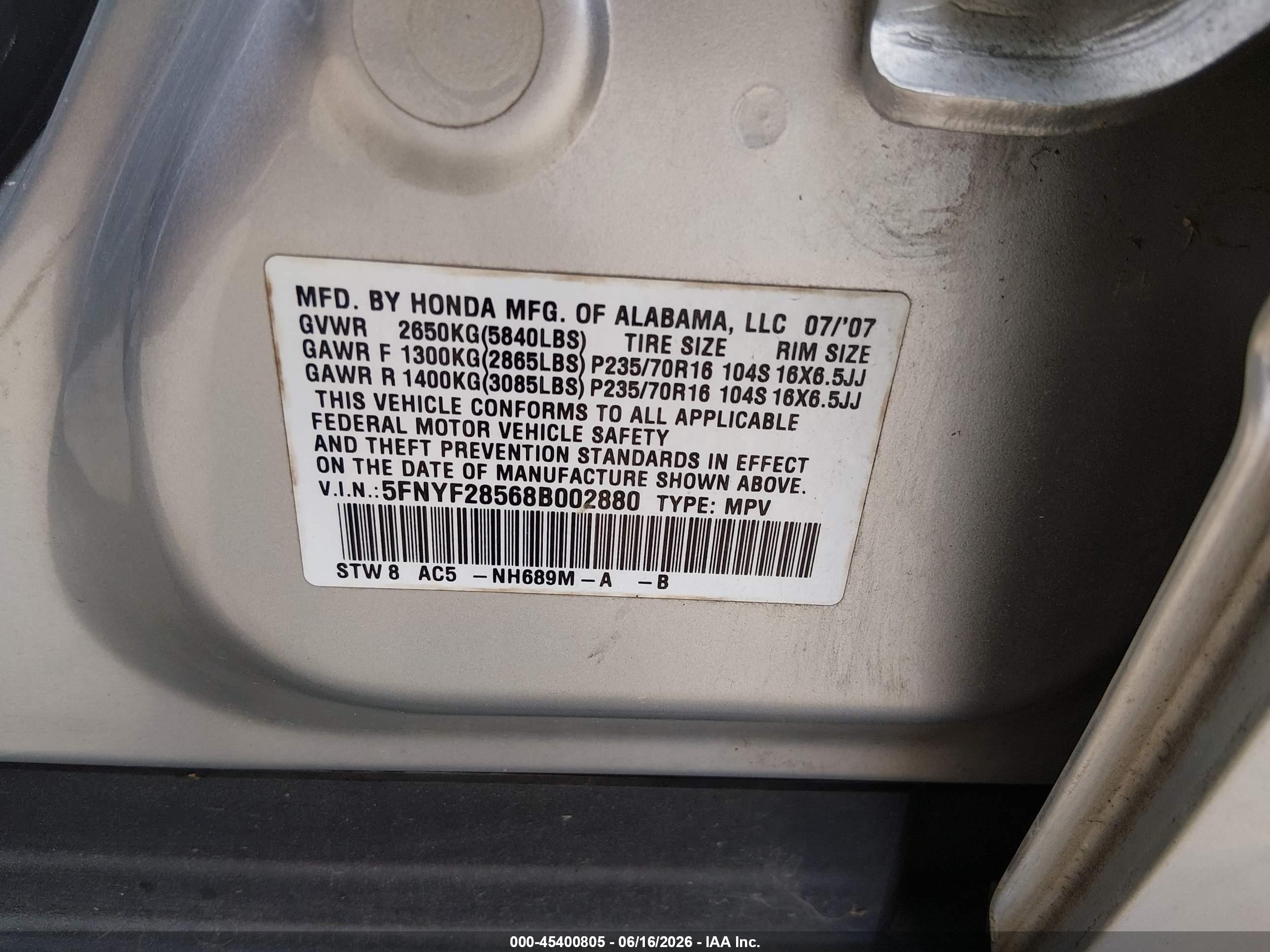 2008 Honda Pilot Ex-l Серебряный vin: 5FNYF28568B002880