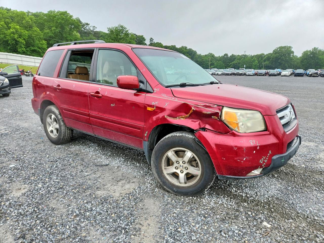 2006 Honda Pilot Ex Red vin: 5FNYF28576B013495