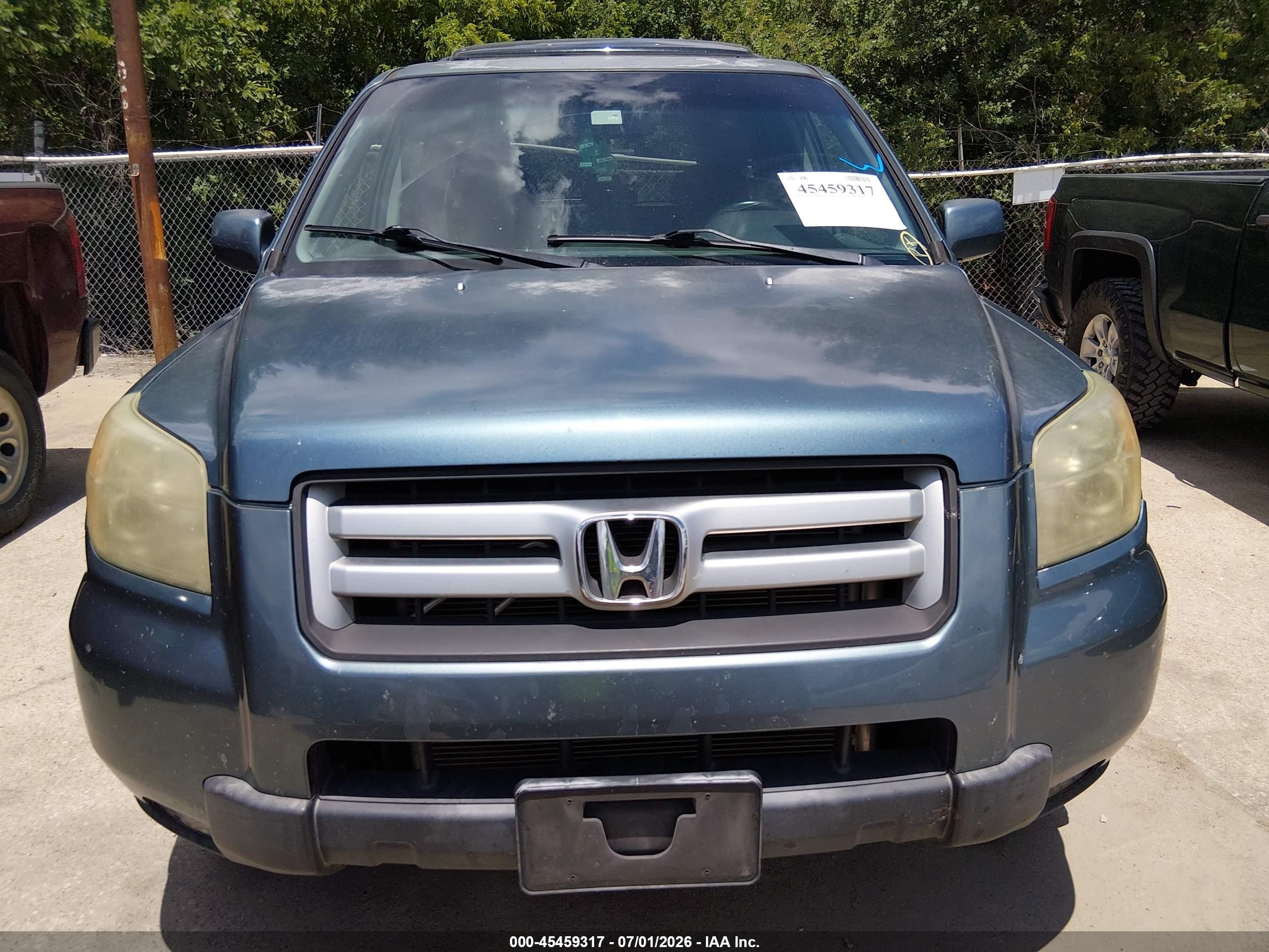 2006 Honda Pilot Ex-l Blue vin: 5FNYF28576B045671