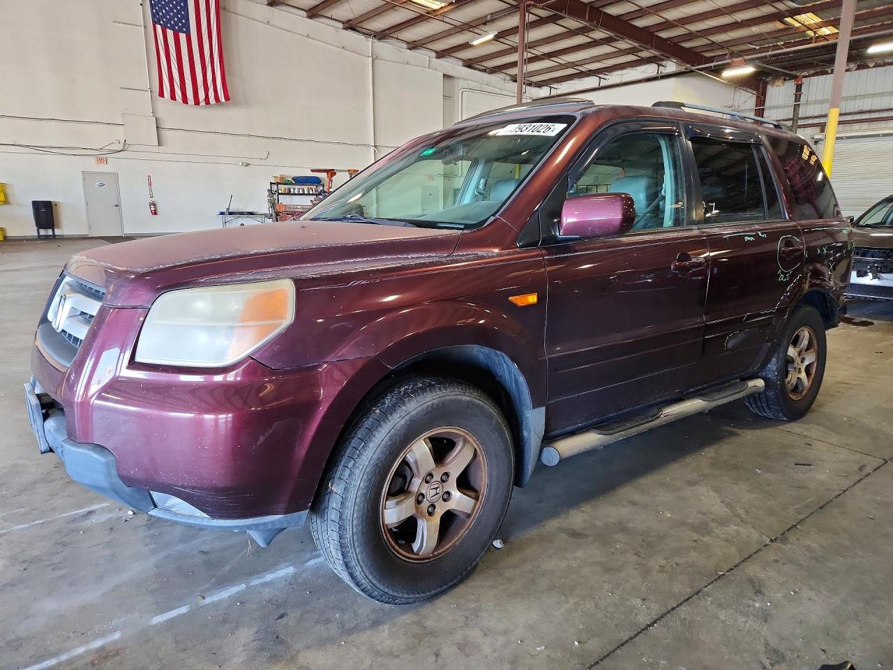 2007 Honda Pilot Exl Burgundy vin: 5FNYF28577B001686