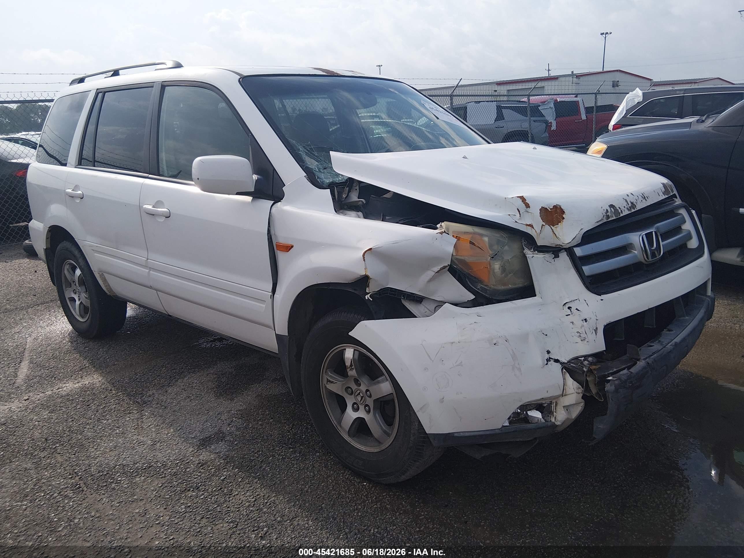 2006 Honda Pilot Ex-l White vin: 5FNYF28586B019306