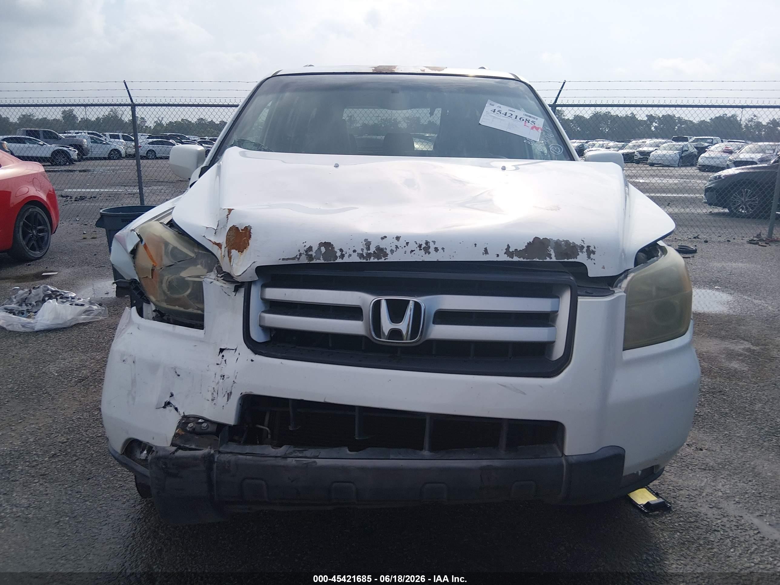 2006 Honda Pilot Ex-l Белый vin: 5FNYF28586B019306
