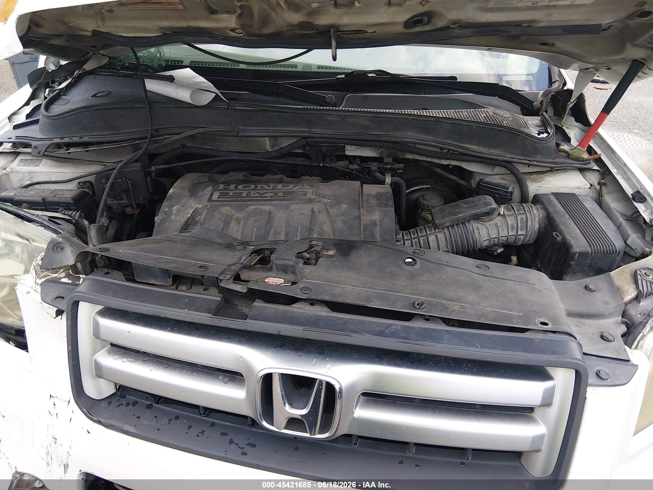 2006 Honda Pilot Ex-l Белый vin: 5FNYF28586B019306