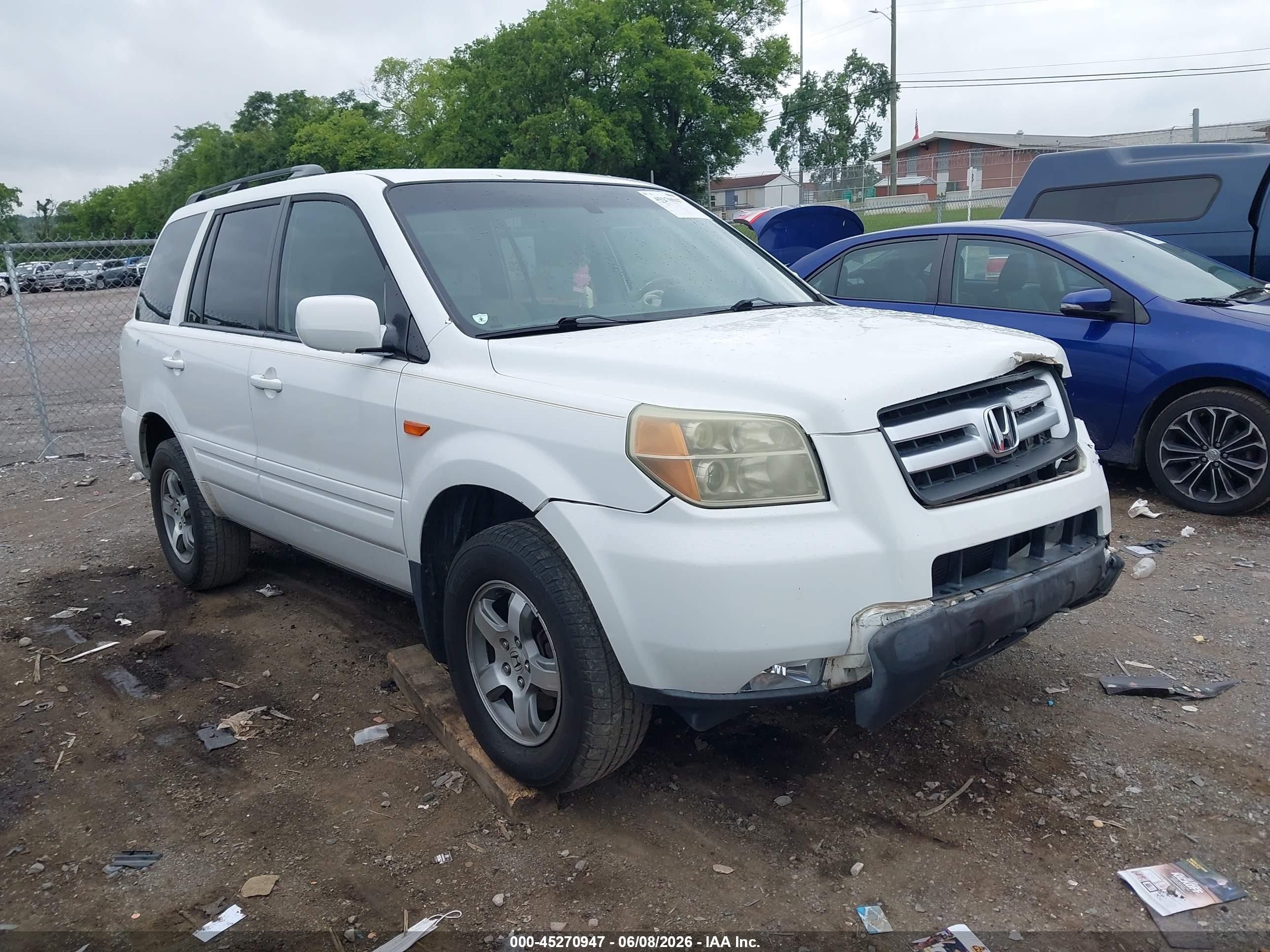 2006 Honda Pilot Ex-l White vin: 5FNYF28596B052217