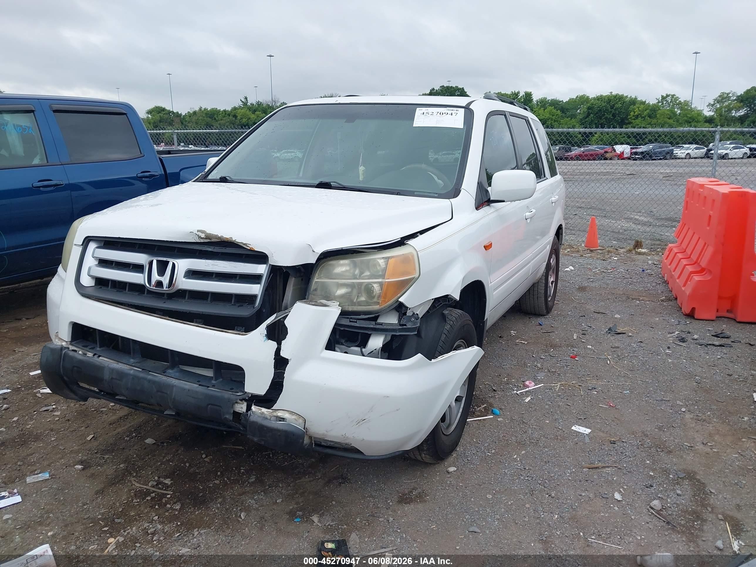 2006 Honda Pilot Ex-l White vin: 5FNYF28596B052217