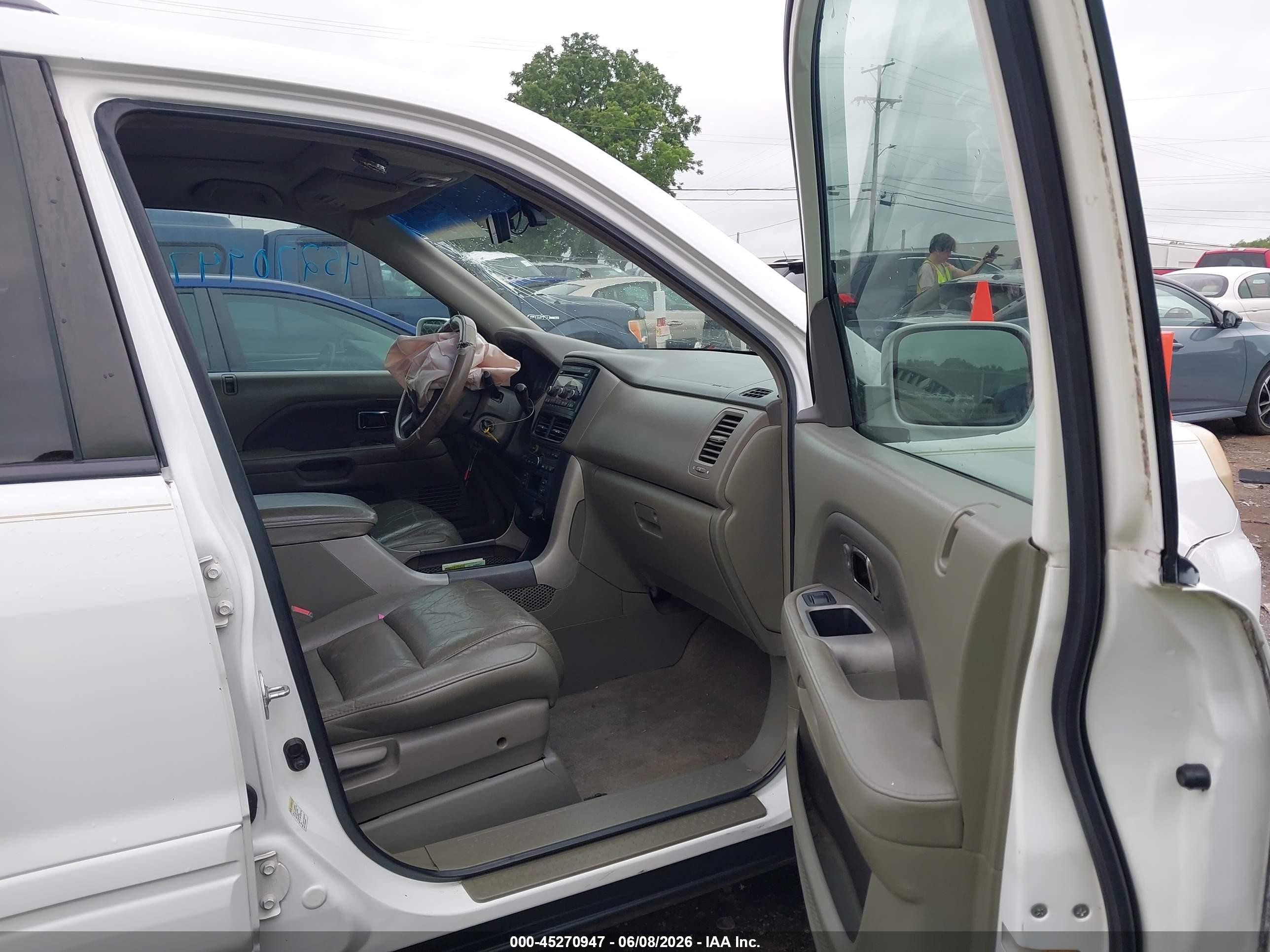 2006 Honda Pilot Ex-l White vin: 5FNYF28596B052217