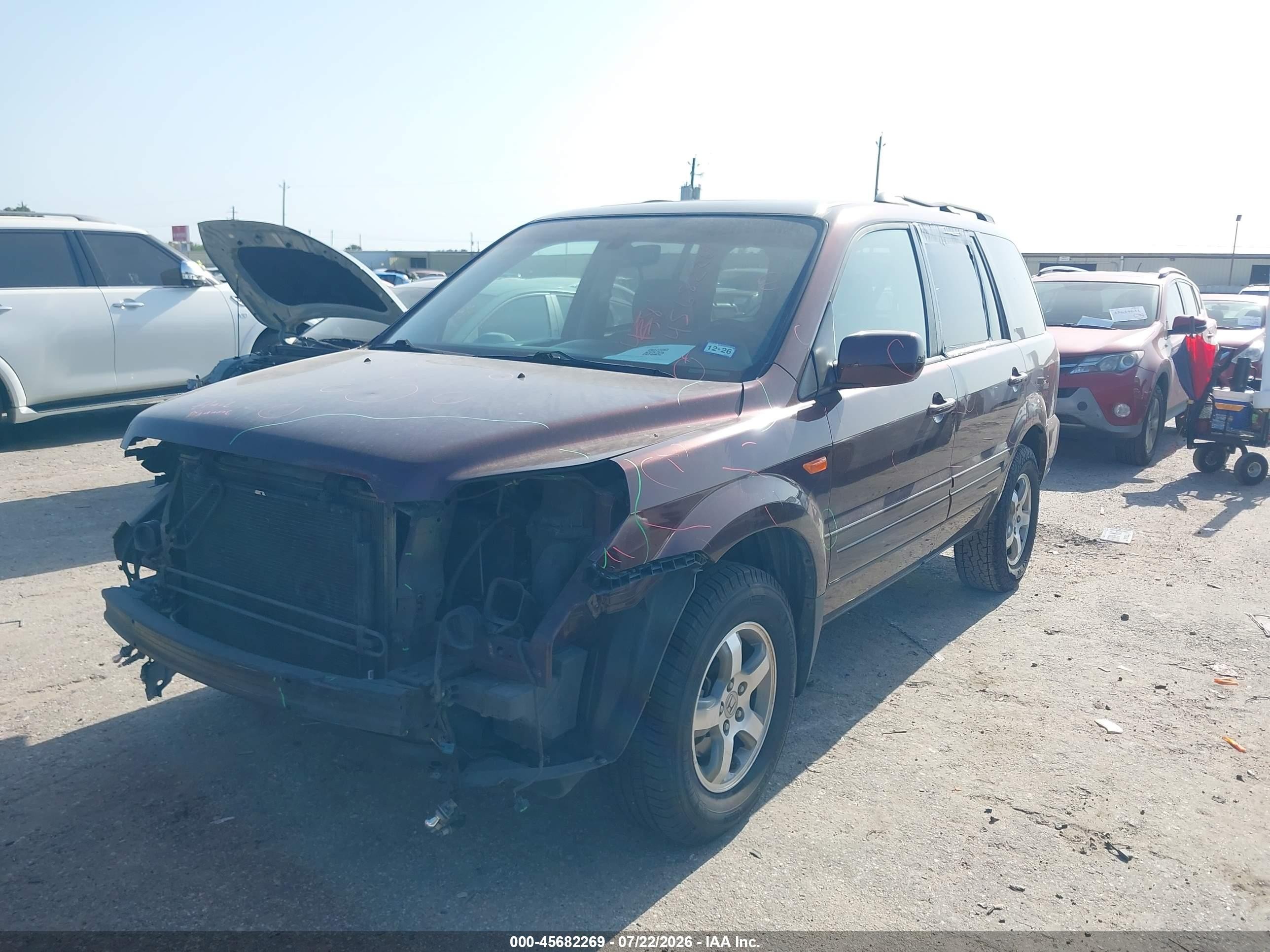 2008 Honda Pilot Ex-l Maroon vin: 5FNYF28598B014621