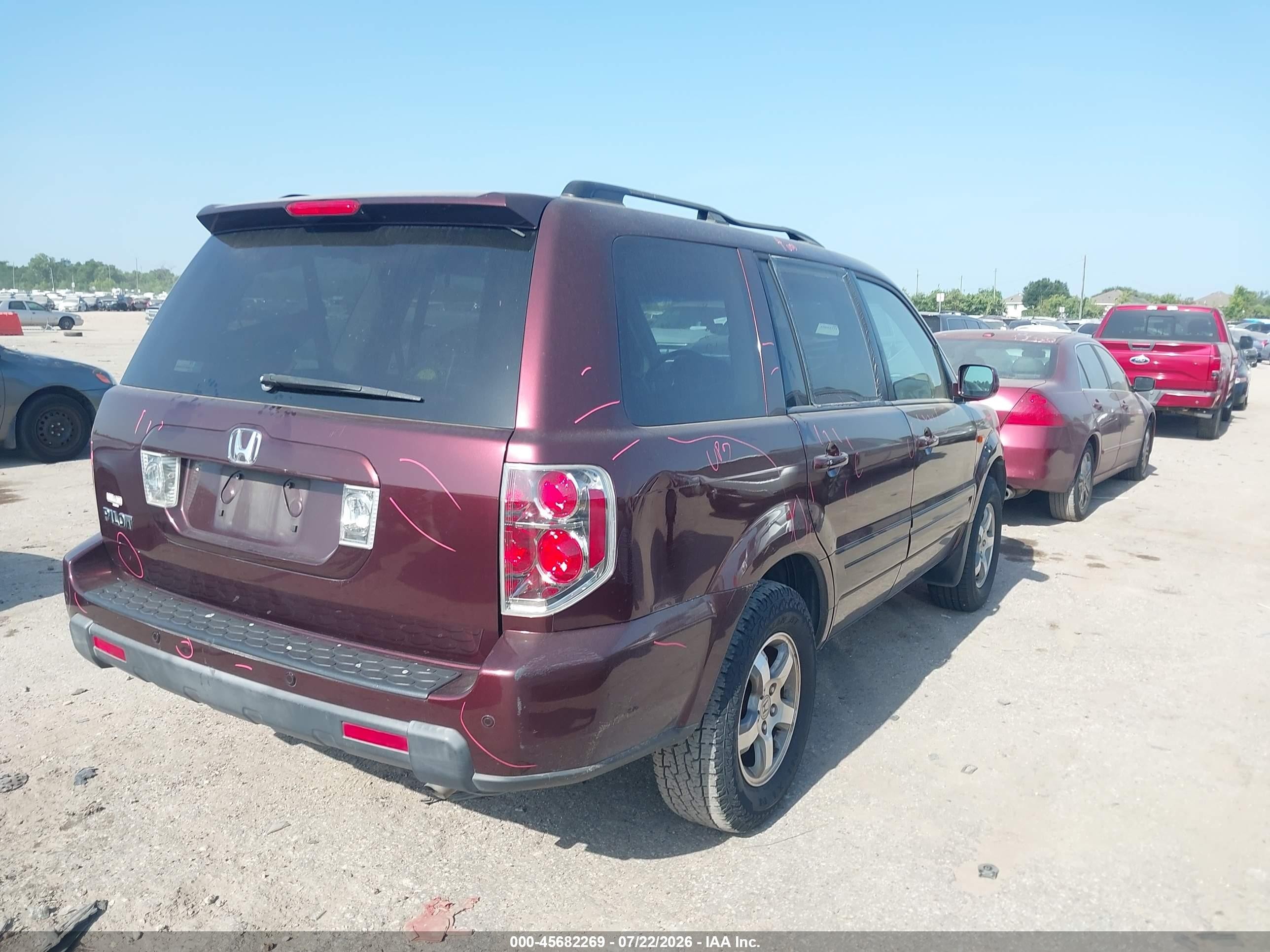 2008 Honda Pilot Ex-l Maroon vin: 5FNYF28598B014621
