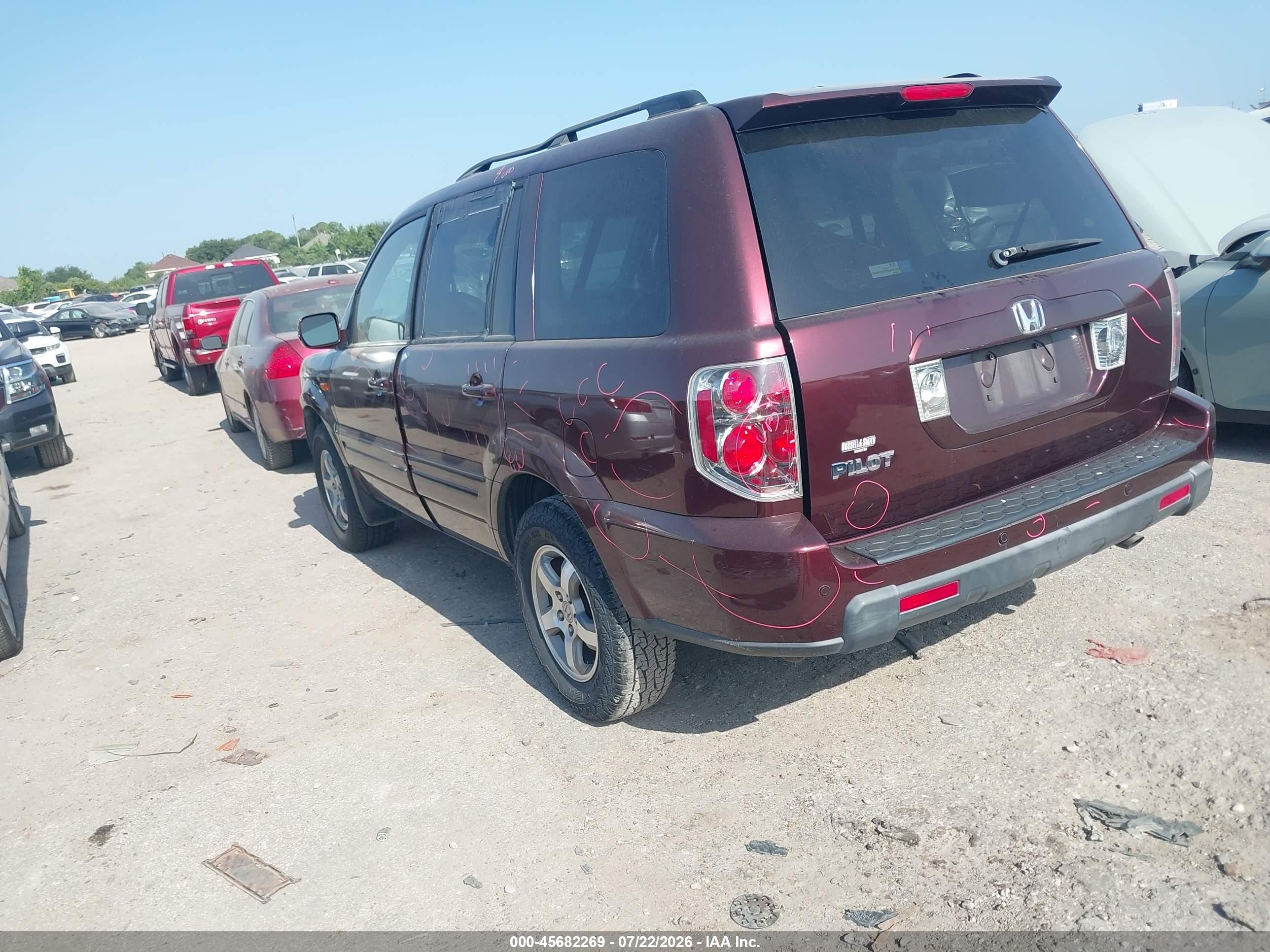 2008 Honda Pilot Ex-l Maroon vin: 5FNYF28598B014621