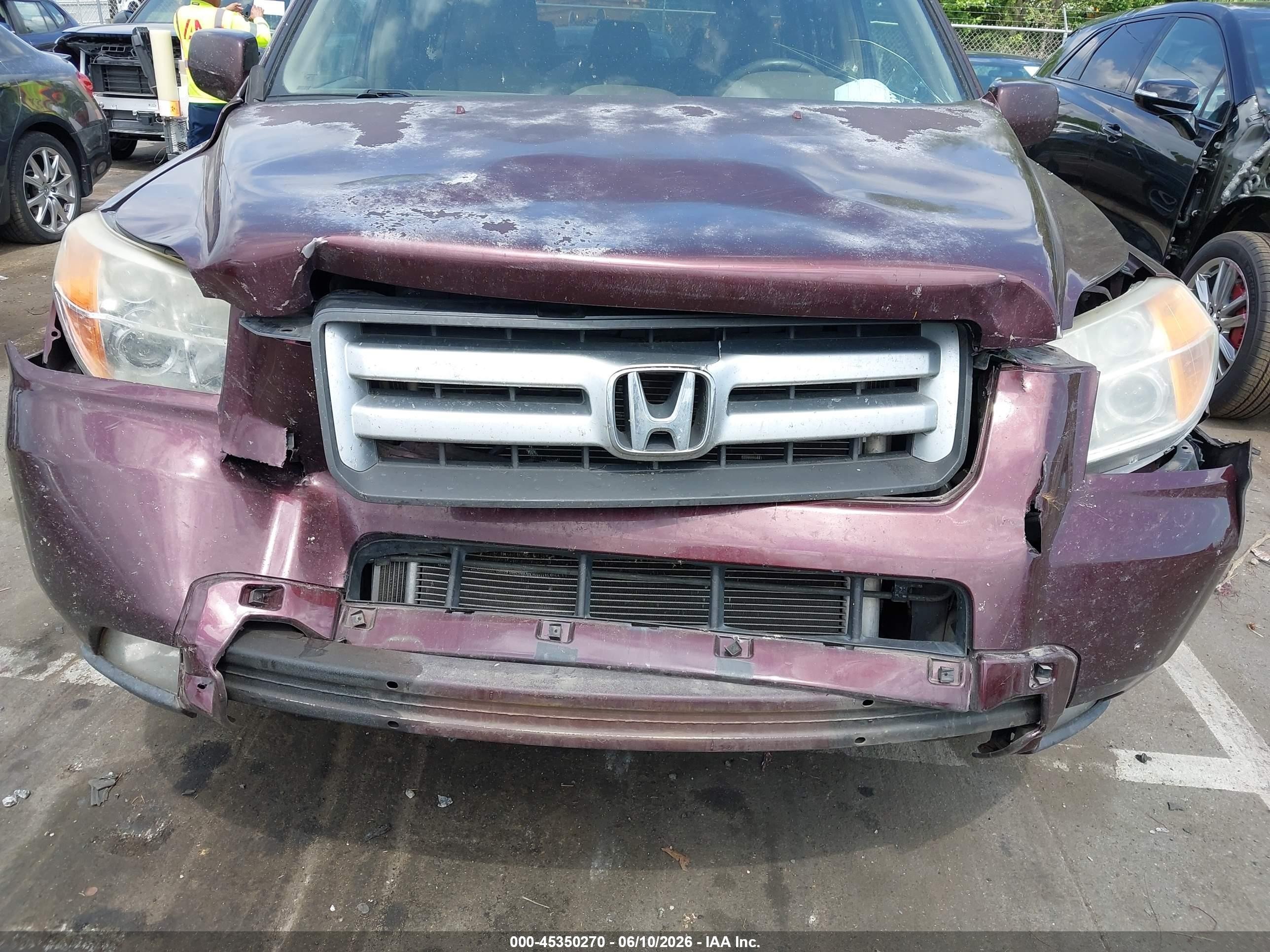 2008 Honda Pilot Ex-l Purple vin: 5FNYF285X8B003479