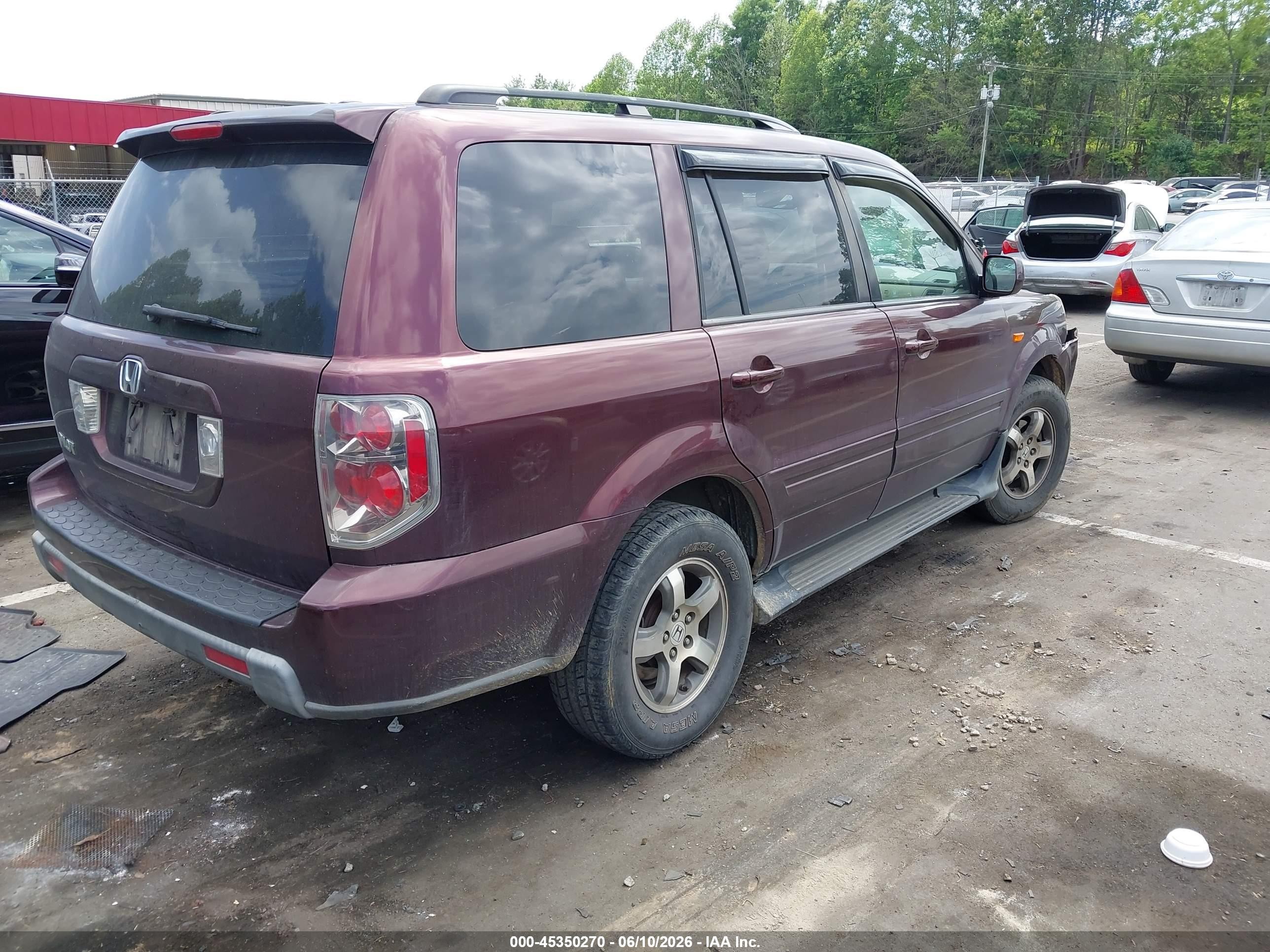 2008 Honda Pilot Ex-l Purple vin: 5FNYF285X8B003479
