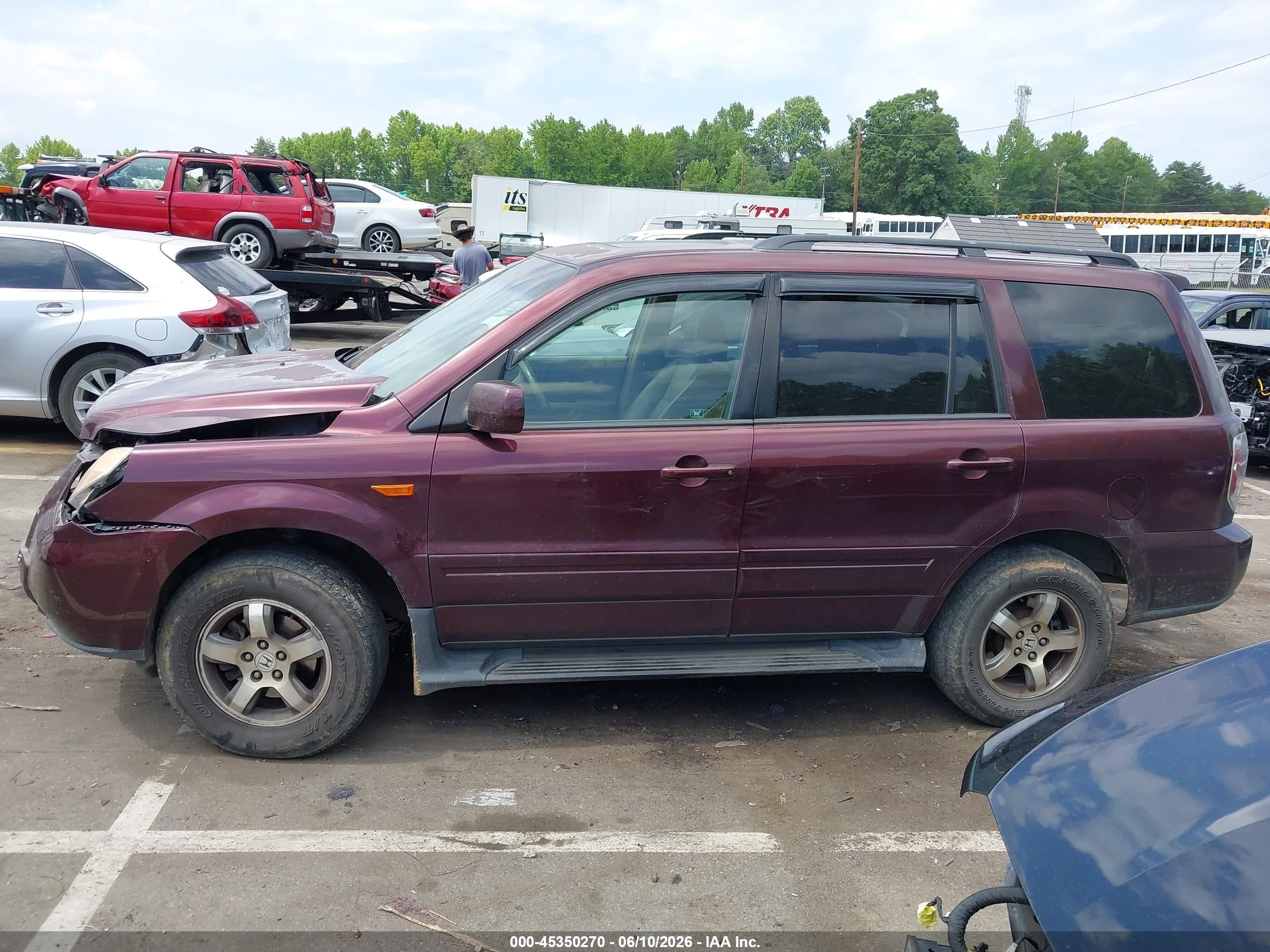 2008 Honda Pilot Ex-l Purple vin: 5FNYF285X8B003479
