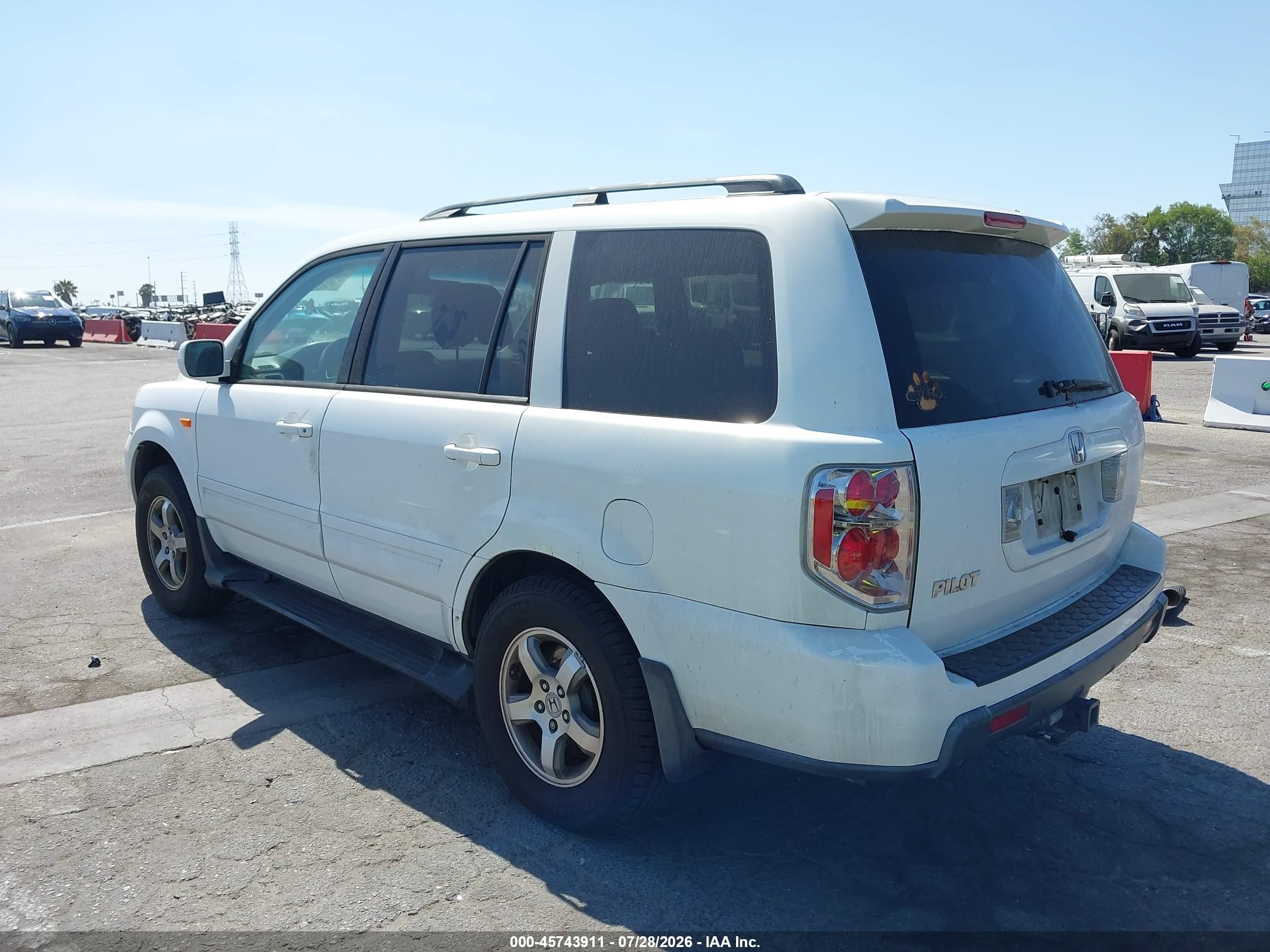 2006 Honda Pilot Ex-l White vin: 5FNYF28626B019455