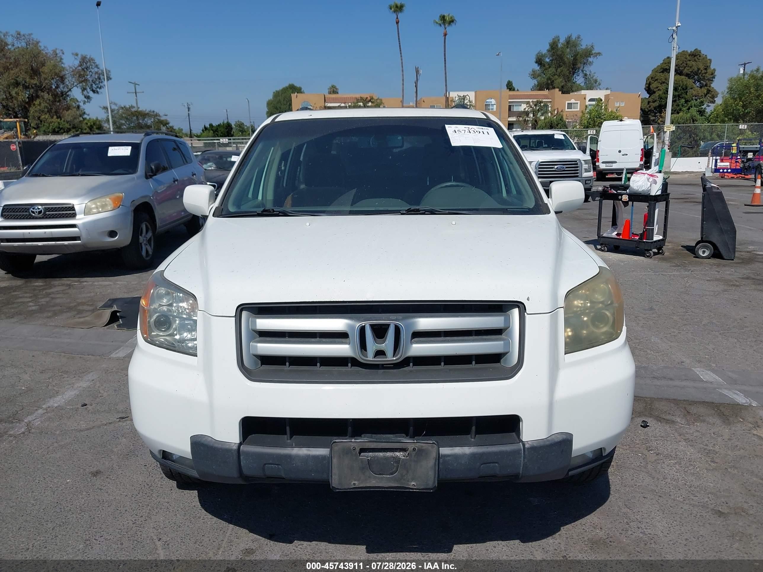 2006 Honda Pilot Ex-l White vin: 5FNYF28626B019455