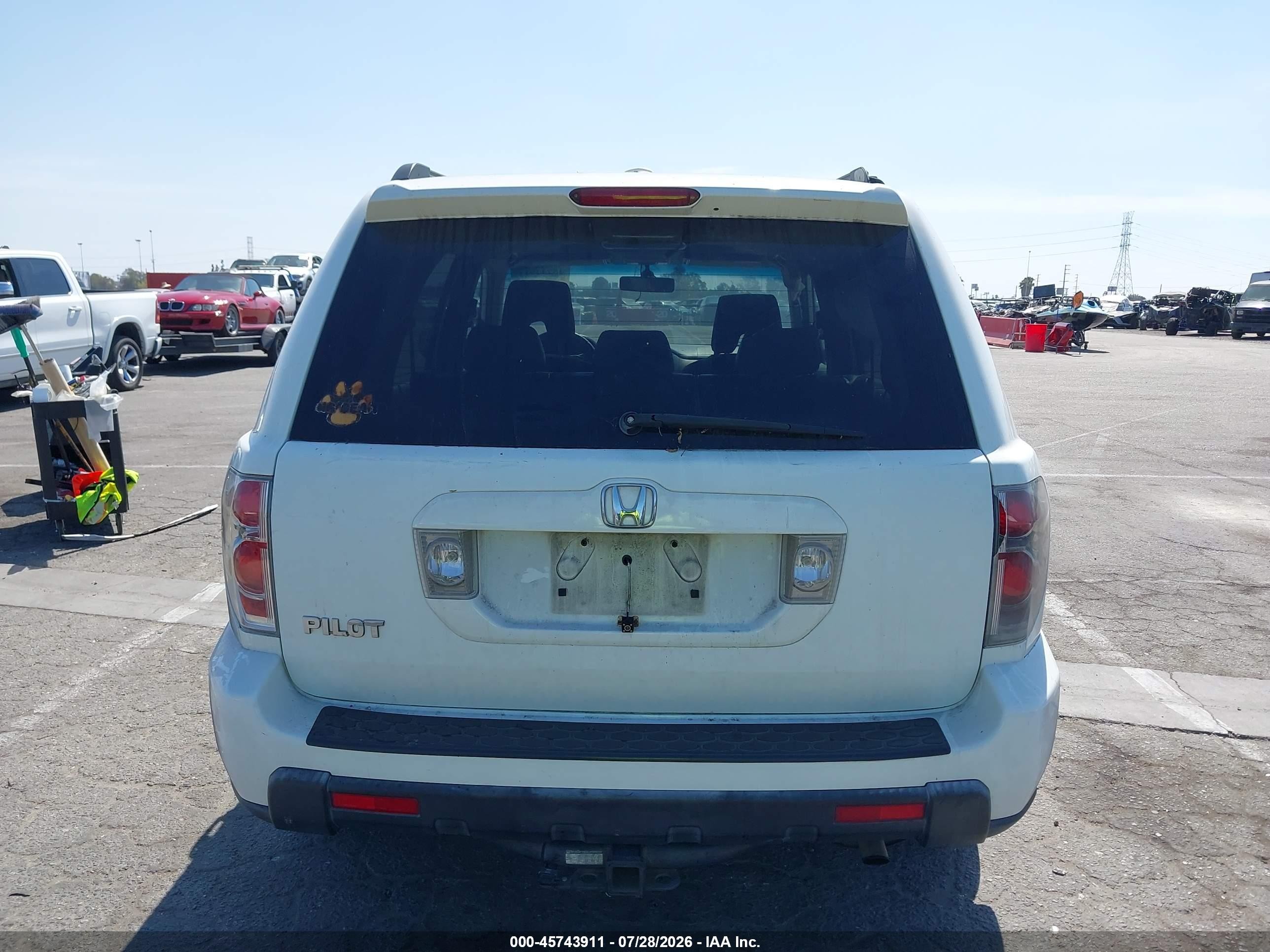 2006 Honda Pilot Ex-l White vin: 5FNYF28626B019455