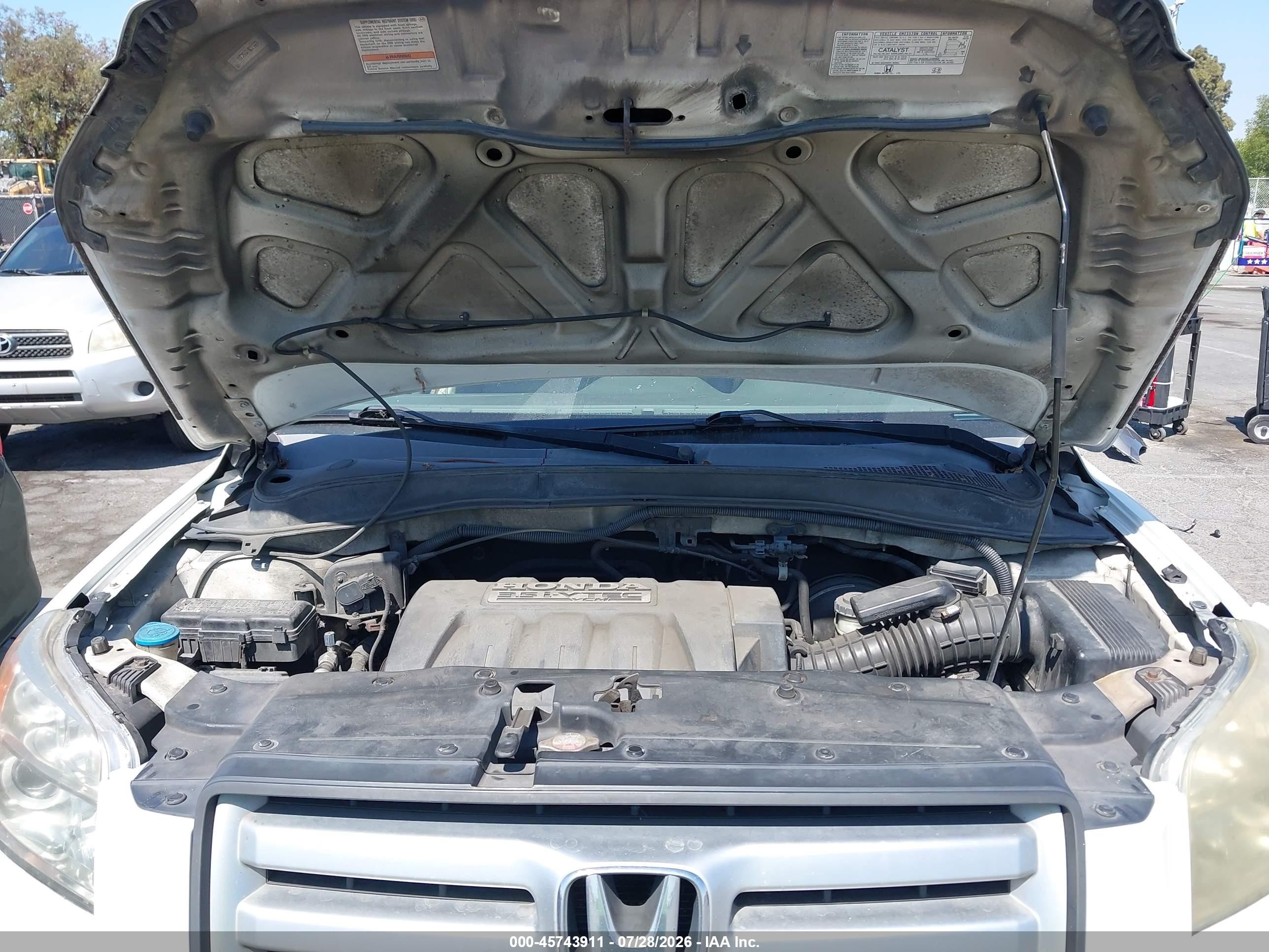 2006 Honda Pilot Ex-l White vin: 5FNYF28626B019455