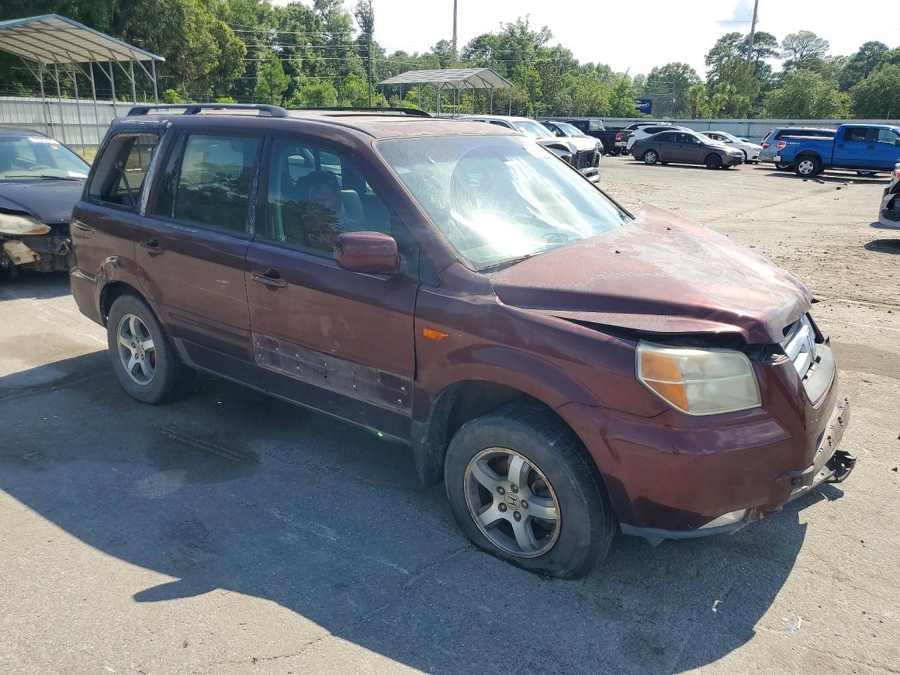 2007 Honda Pilot Exl Burgundy vin: 5FNYF28627B032255