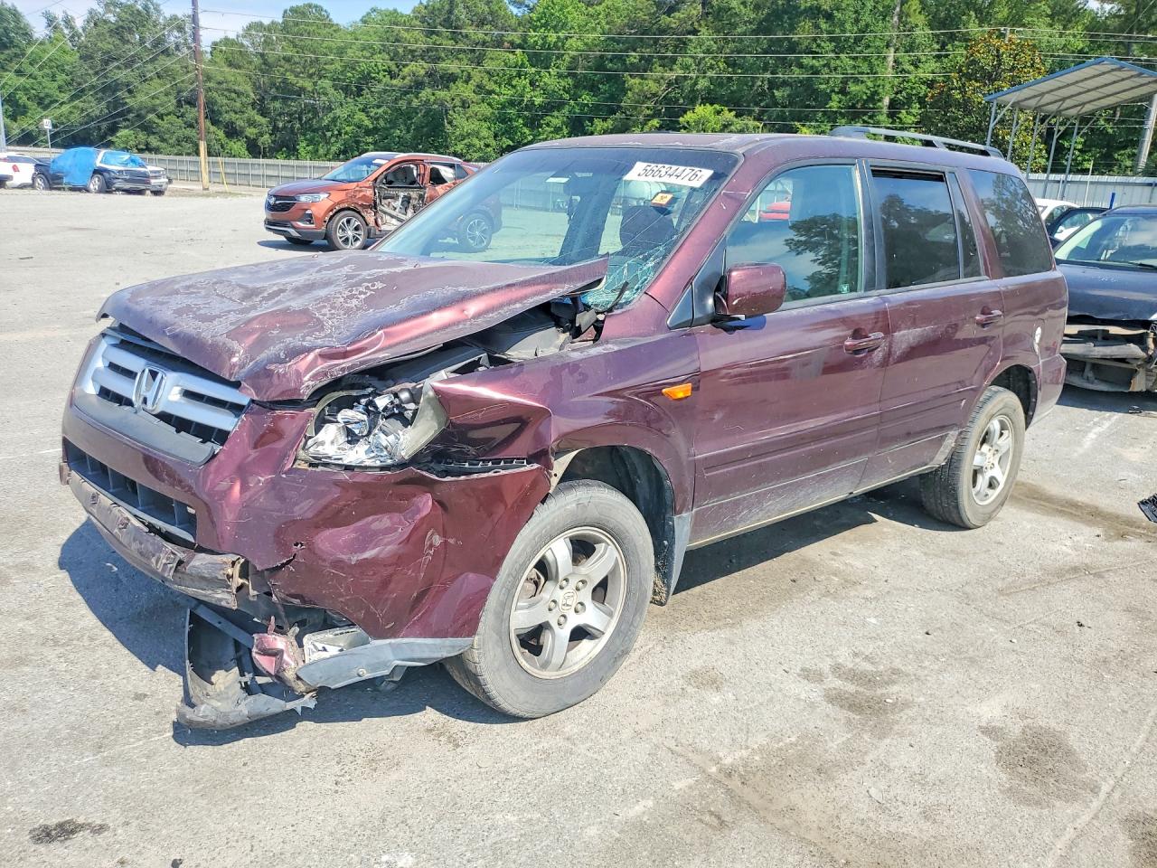 2007 Honda Pilot Exl Burgundy vin: 5FNYF28627B032255