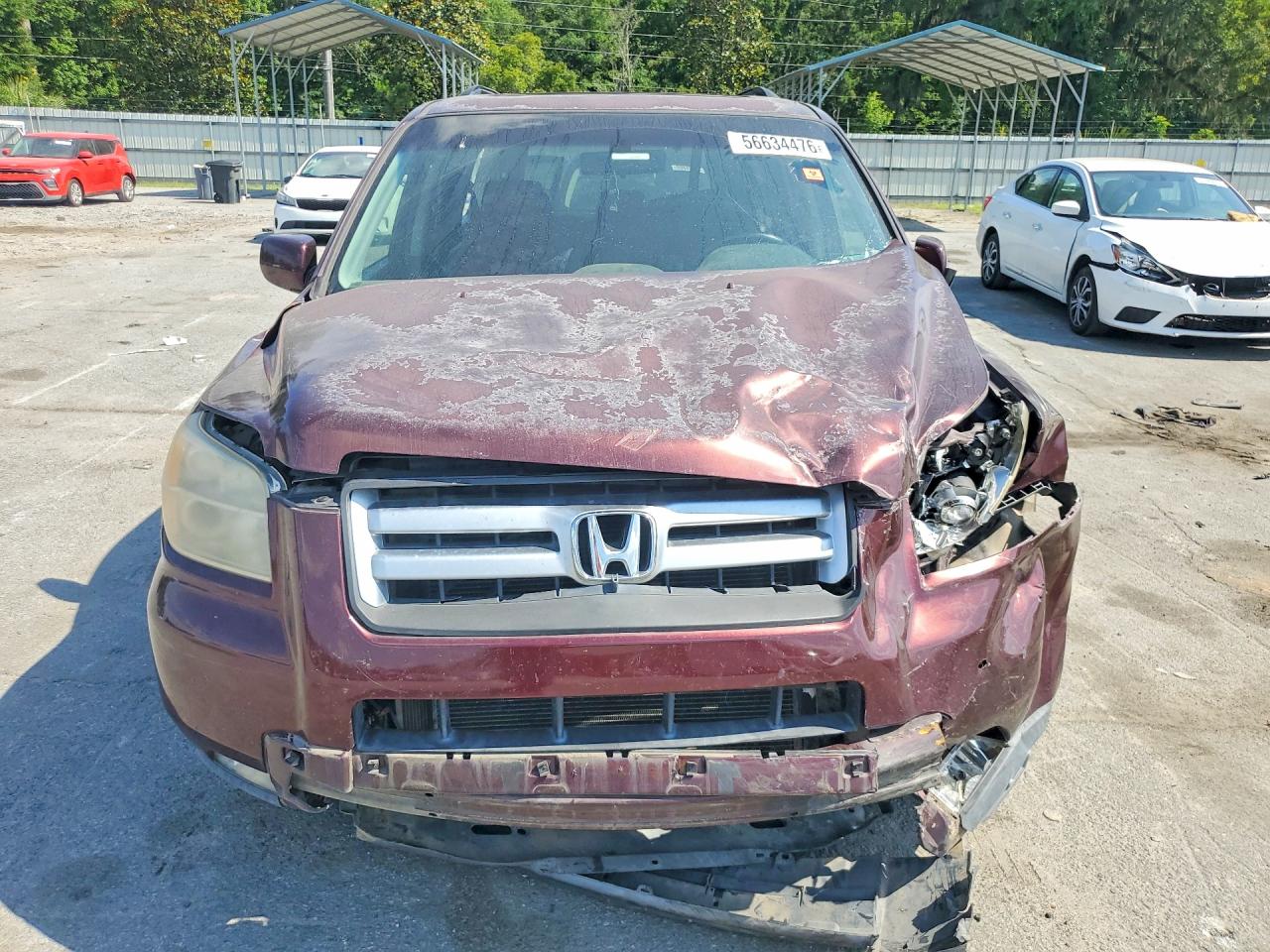 2007 Honda Pilot Exl Burgundy vin: 5FNYF28627B032255