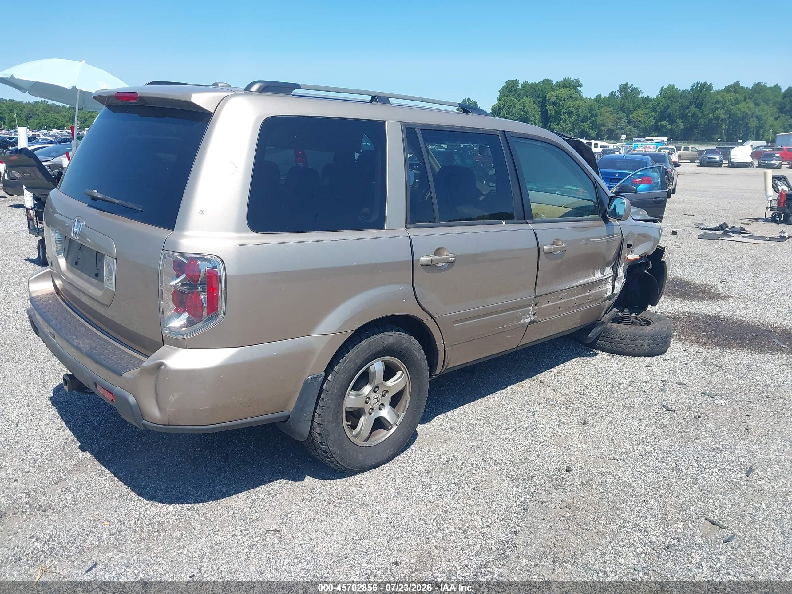 2007 Honda Pilot Ex-l Beige vin: 5FNYF28637B008935