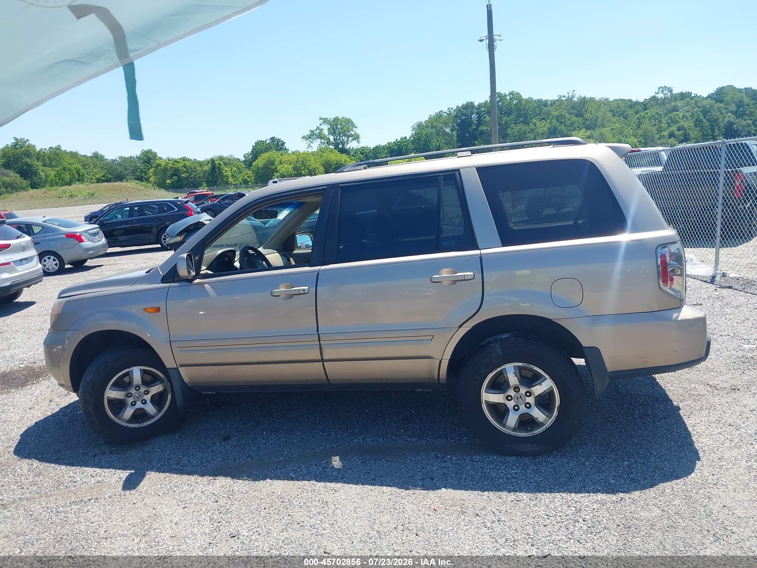 2007 Honda Pilot Ex-l Beige vin: 5FNYF28637B008935