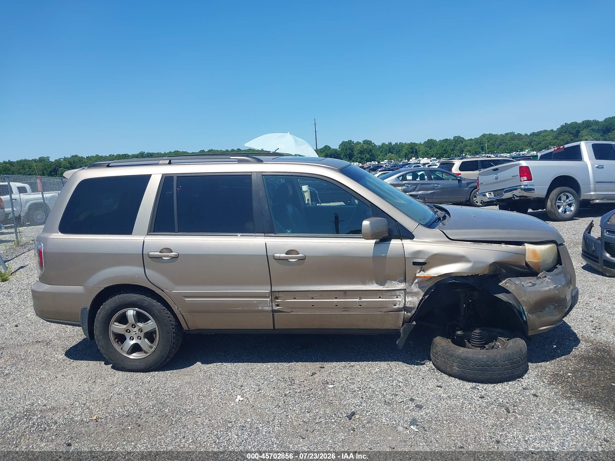 2007 Honda Pilot Ex-l Beige vin: 5FNYF28637B008935