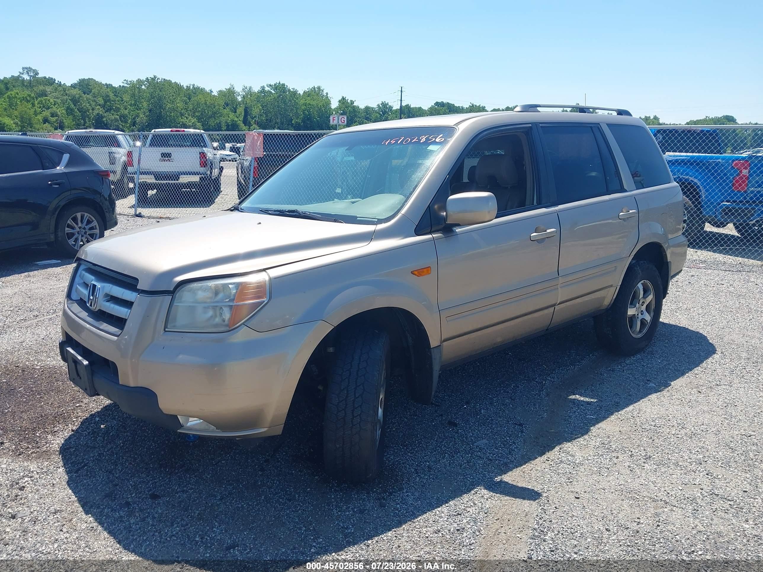 2007 Honda Pilot Ex-l Beige vin: 5FNYF28637B008935