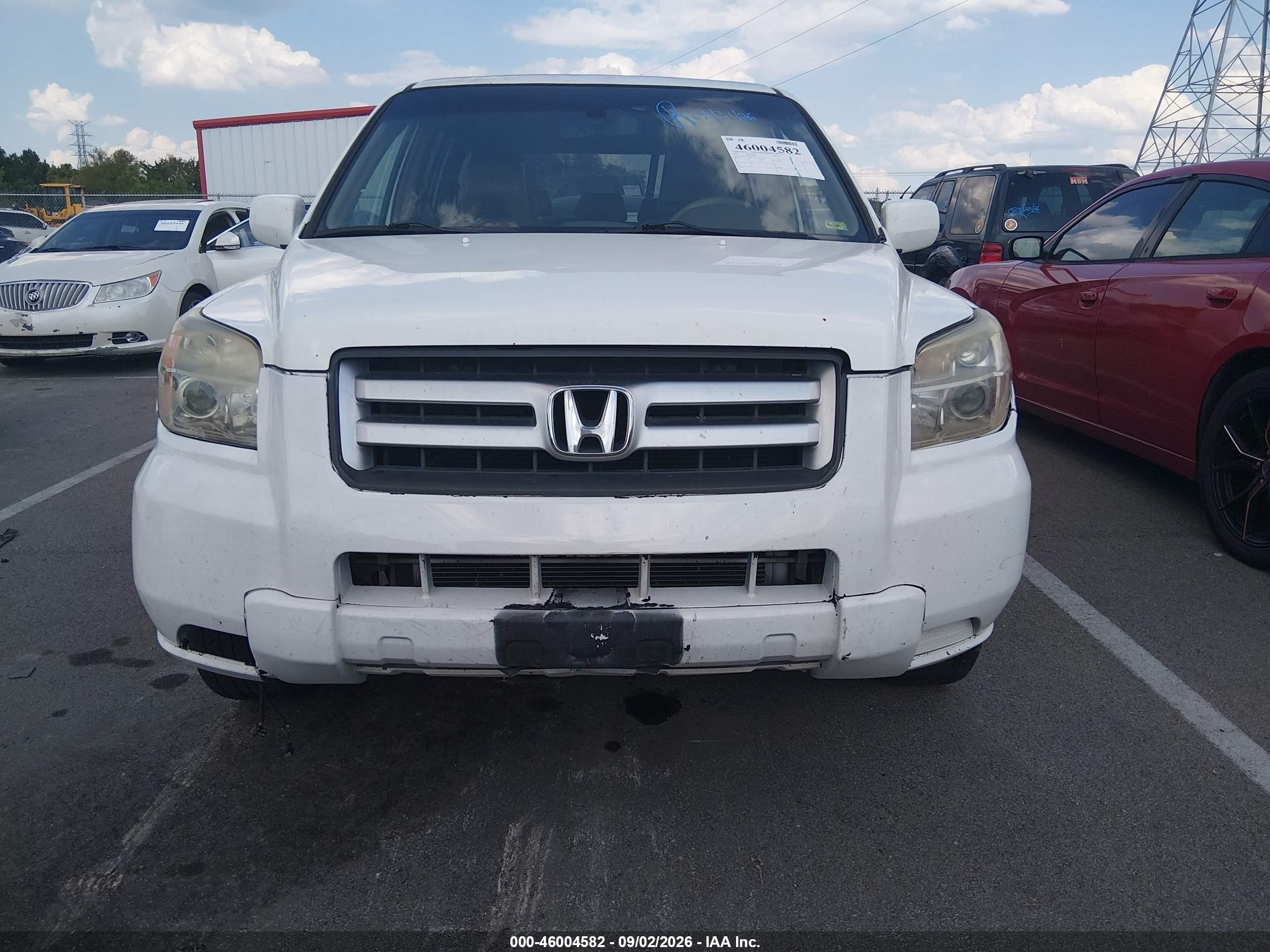2007 Honda Pilot Ex-l White vin: 5FNYF28637B010202