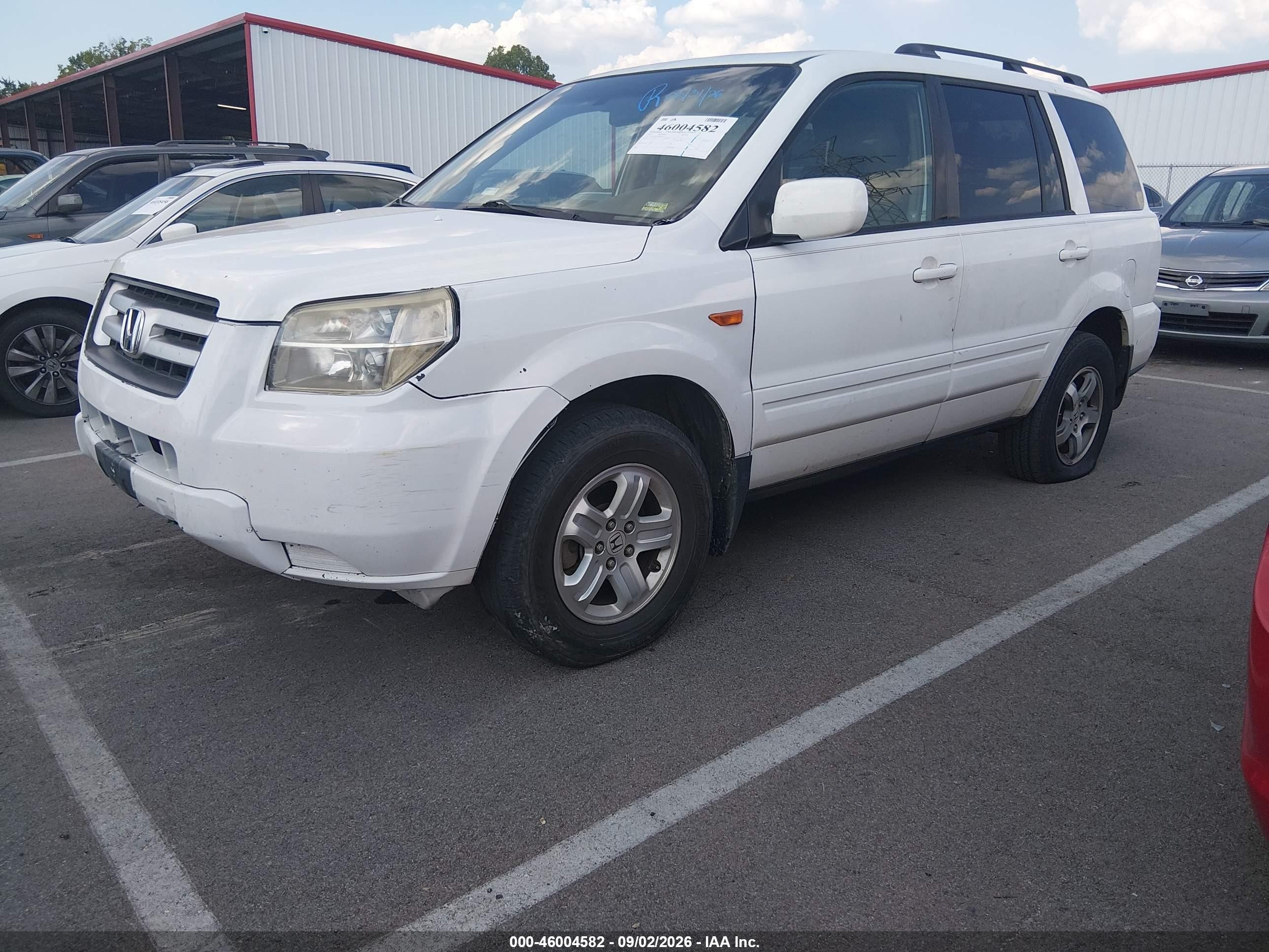 2007 Honda Pilot Ex-l White vin: 5FNYF28637B010202