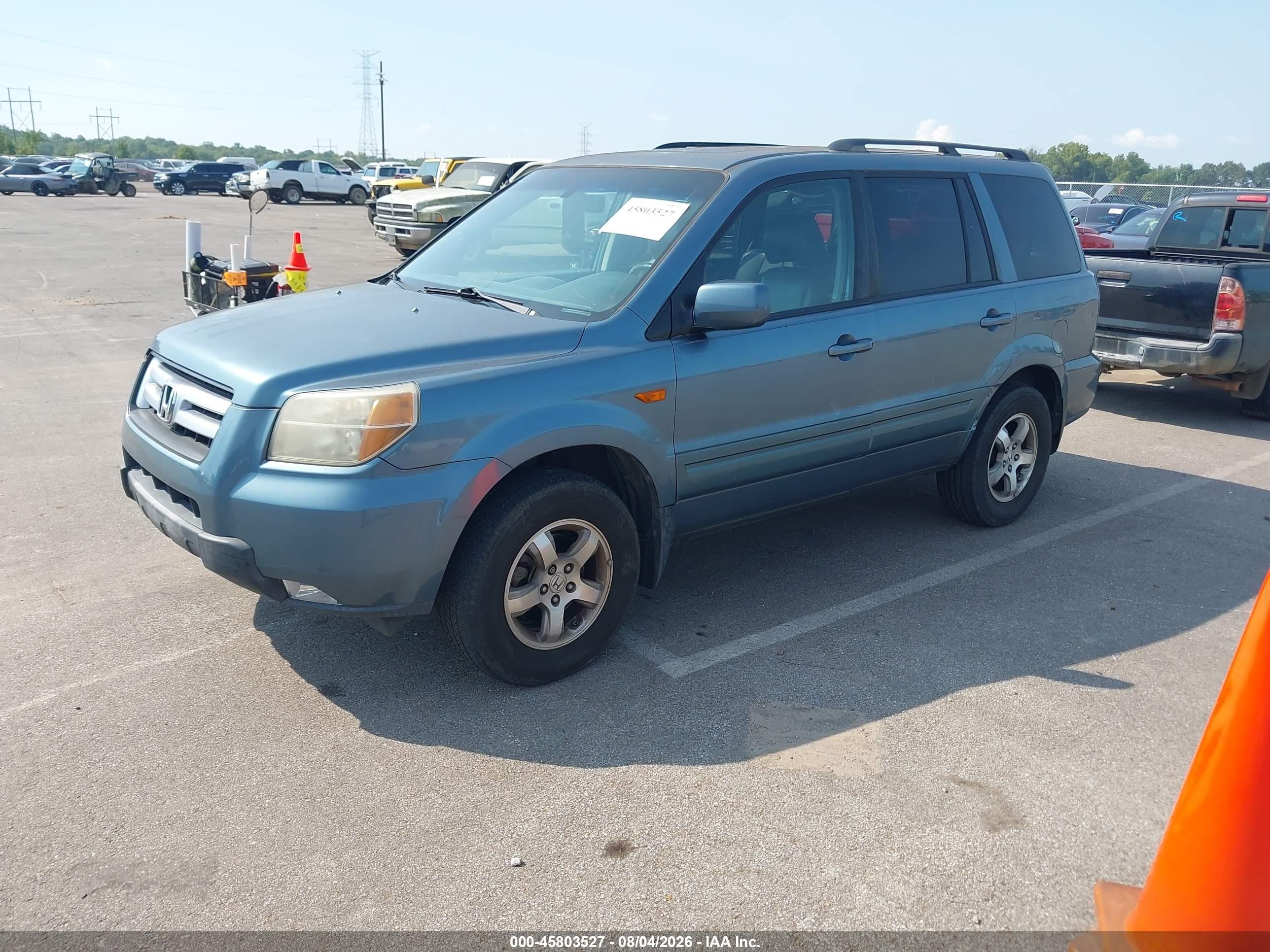 2008 Honda Pilot Ex-l Blue vin: 5FNYF28638B000576