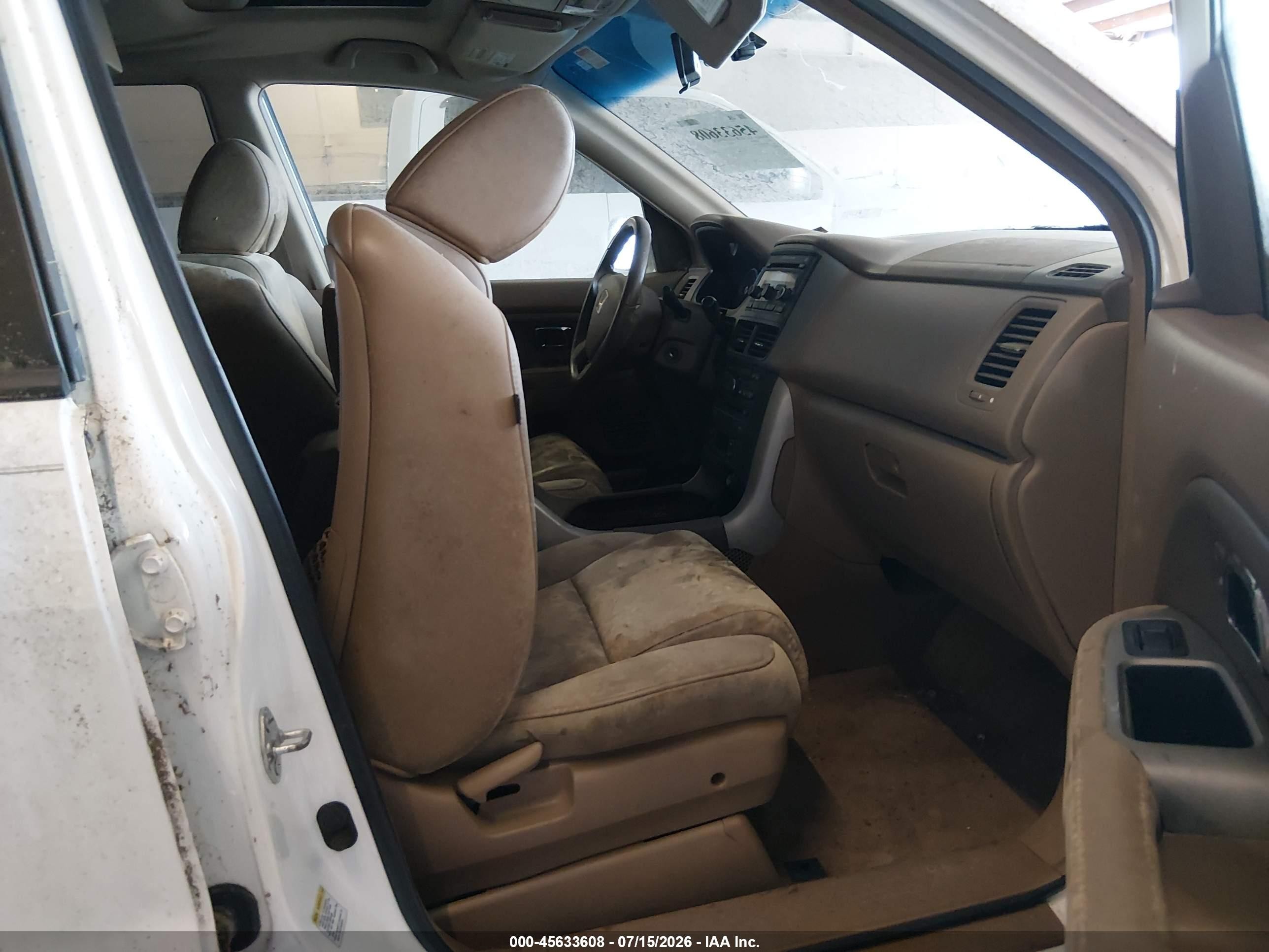 2007 Honda Pilot Ex-l White vin: 5FNYF28647B021466