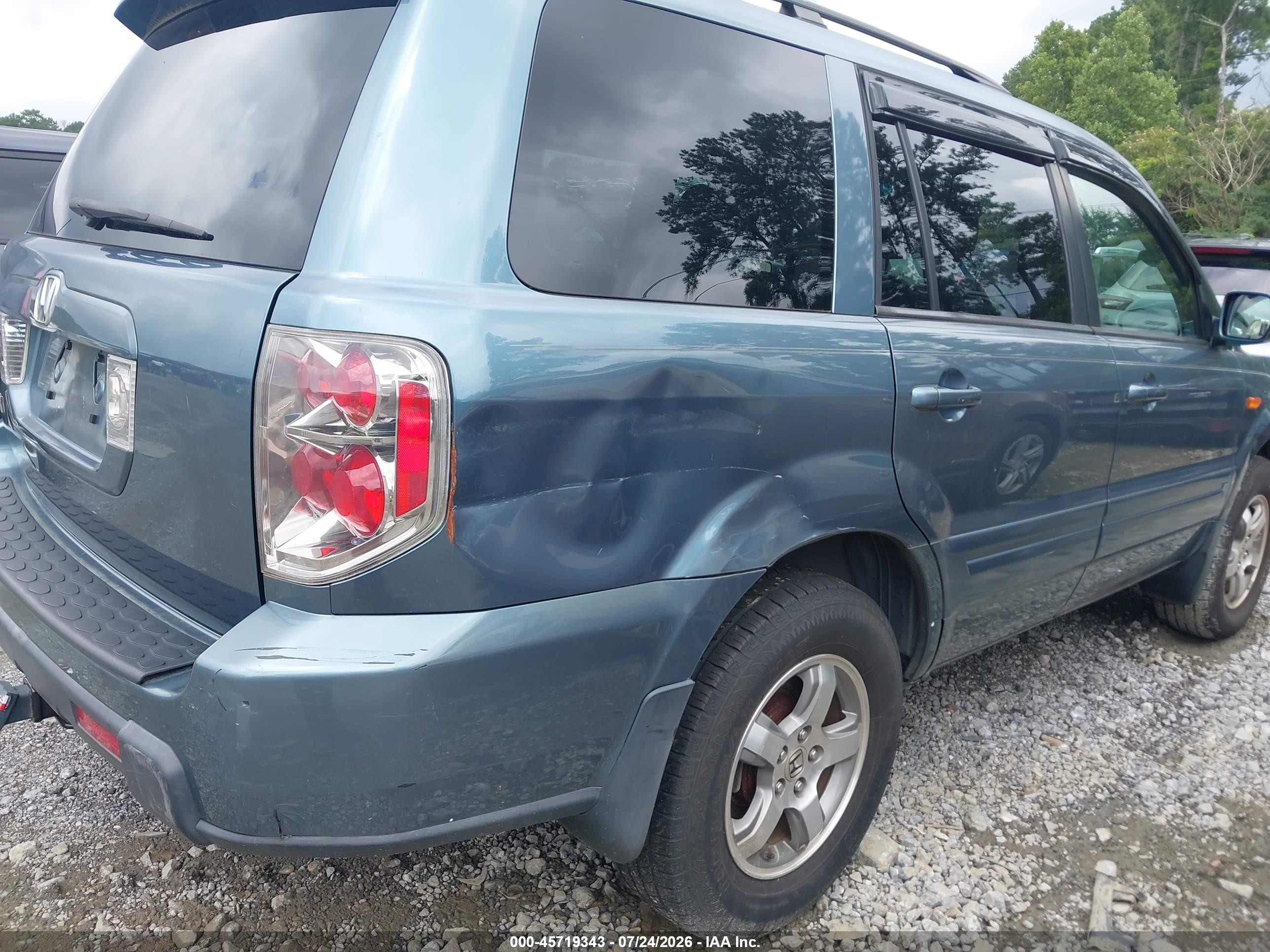 2006 Honda Pilot Ex-l Blue vin: 5FNYF28666B018356