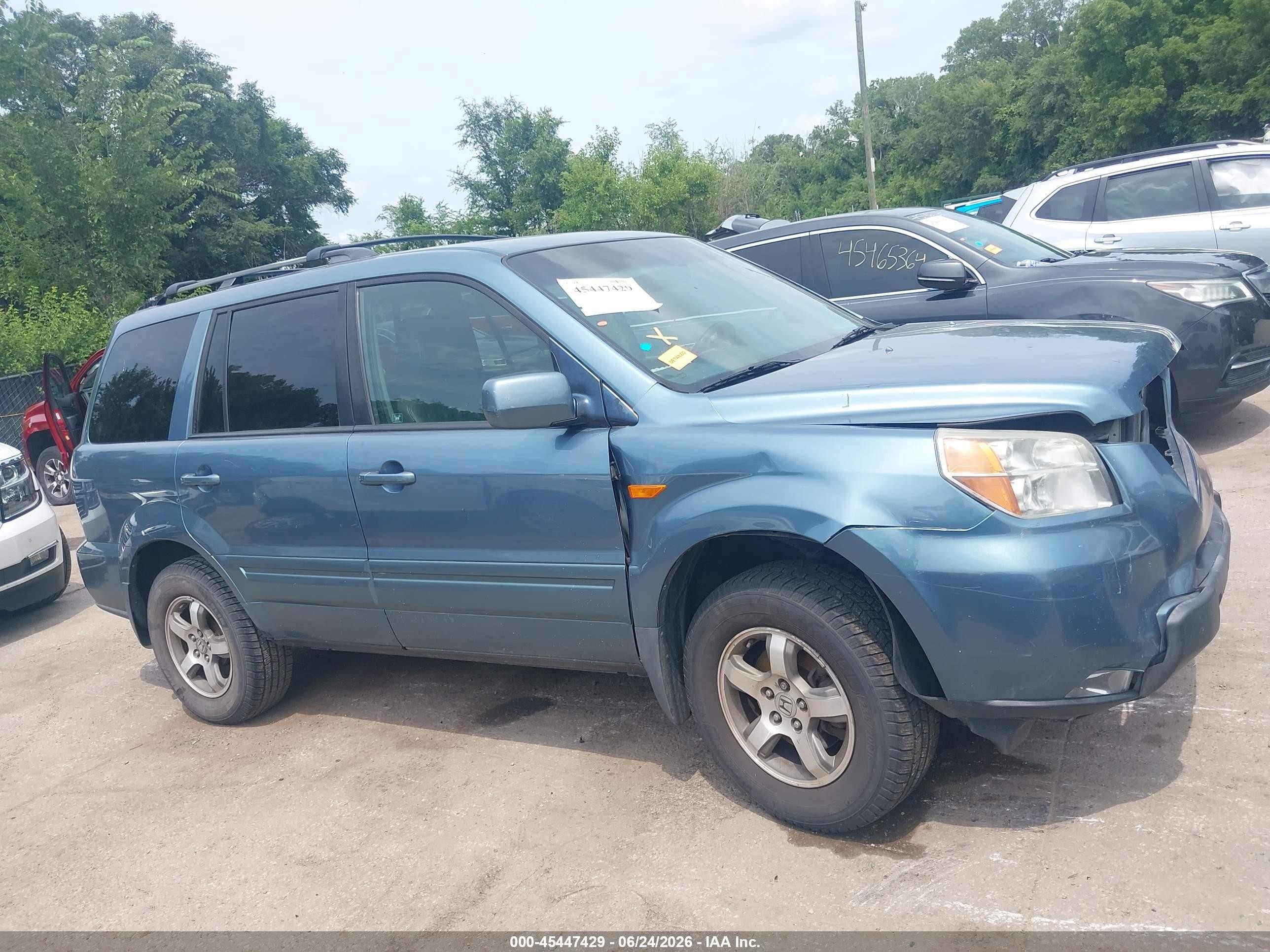 2007 Honda Pilot Ex-l Синий vin: 5FNYF28667B019315