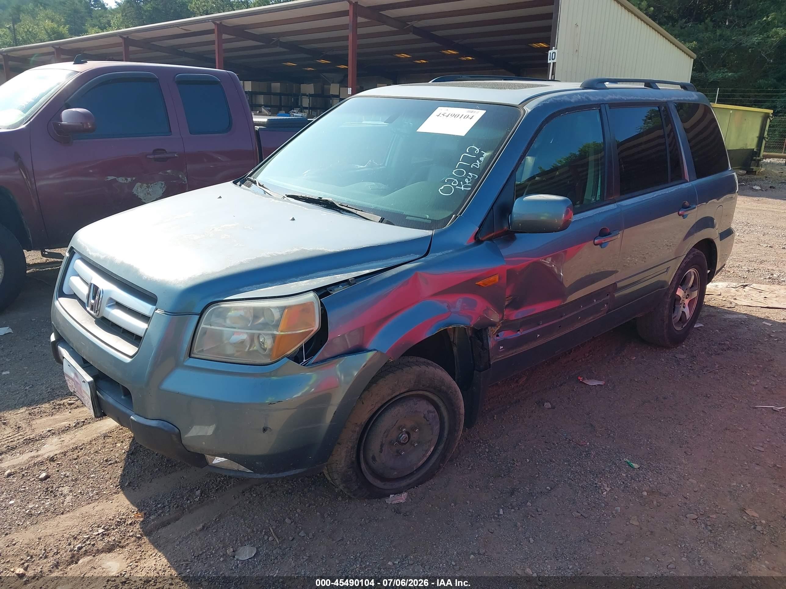 2007 Honda Pilot Ex-l Blue vin: 5FNYF28667B020772