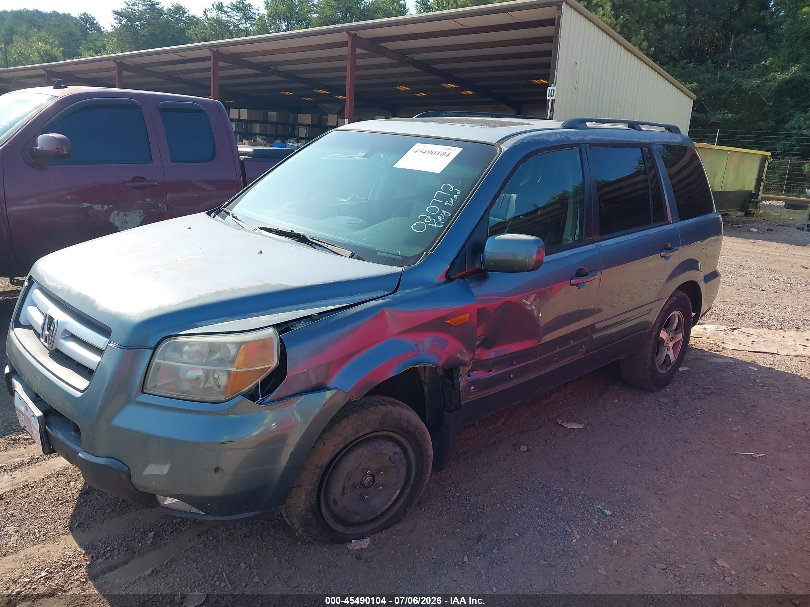 2007 Honda Pilot Ex-l Blue vin: 5FNYF28667B020772