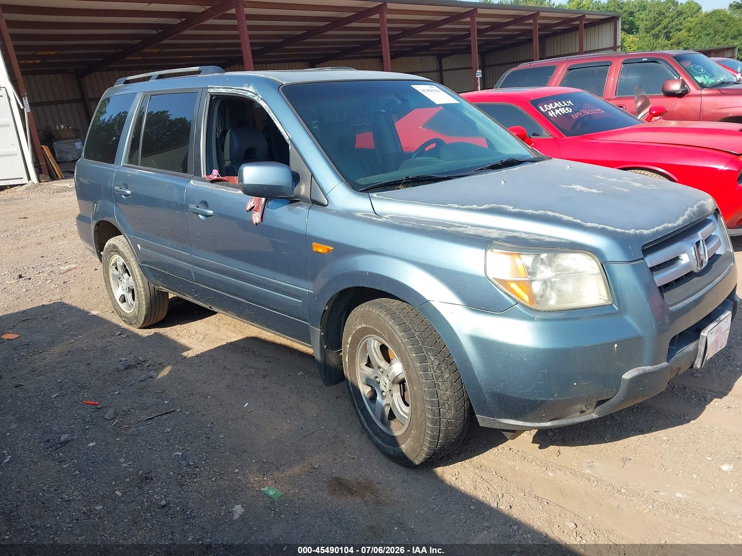 2007 Honda Pilot Ex-l Blue vin: 5FNYF28667B020772
