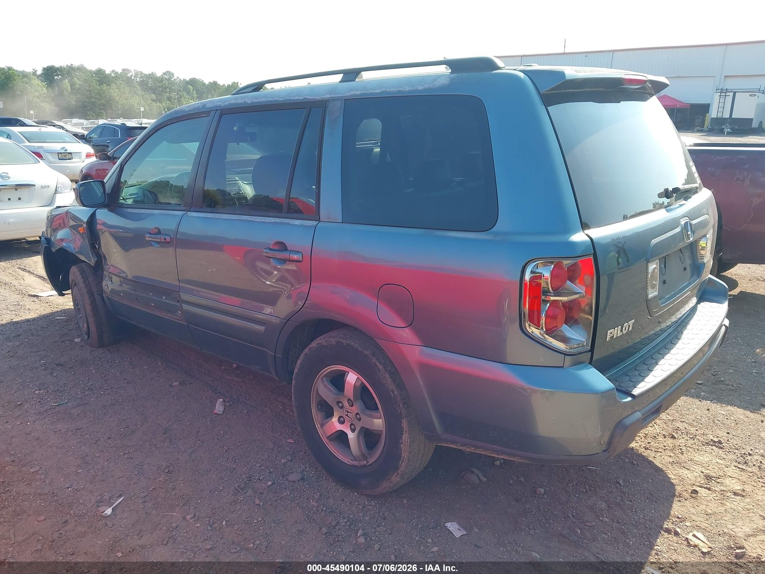2007 Honda Pilot Ex-l Blue vin: 5FNYF28667B020772